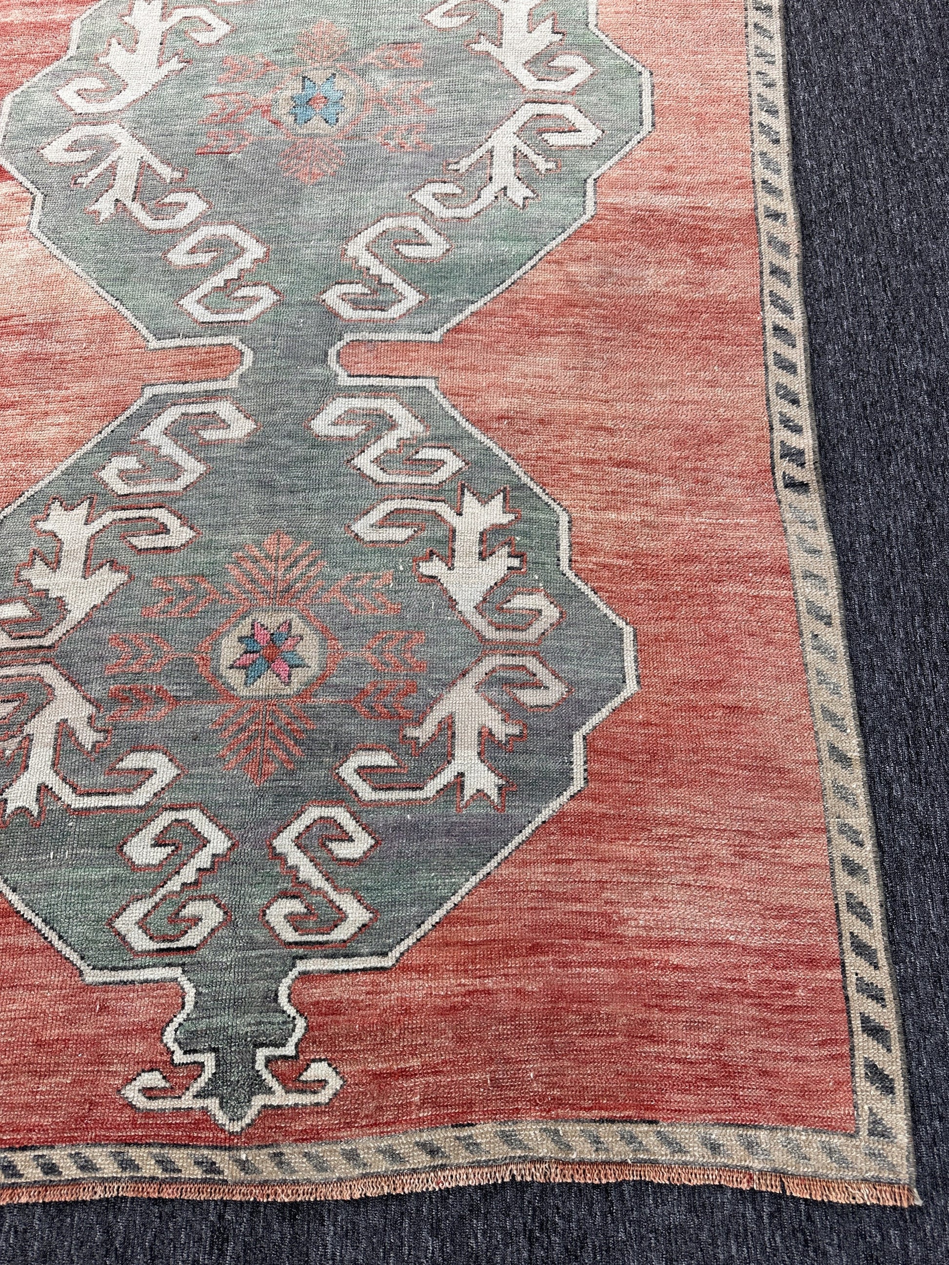 Vintage Turkish Anatolian Runner Rug, Floral Wool (5'5"x12'2")