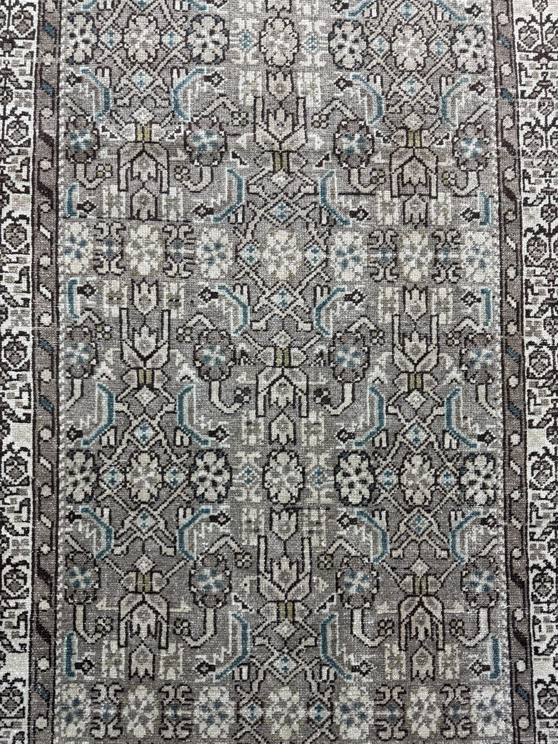 3'6"x14'1" Feet ,light brown background Turkish vintage anatolian runner,beige,blue colors runner,beige border,Floral runner,08