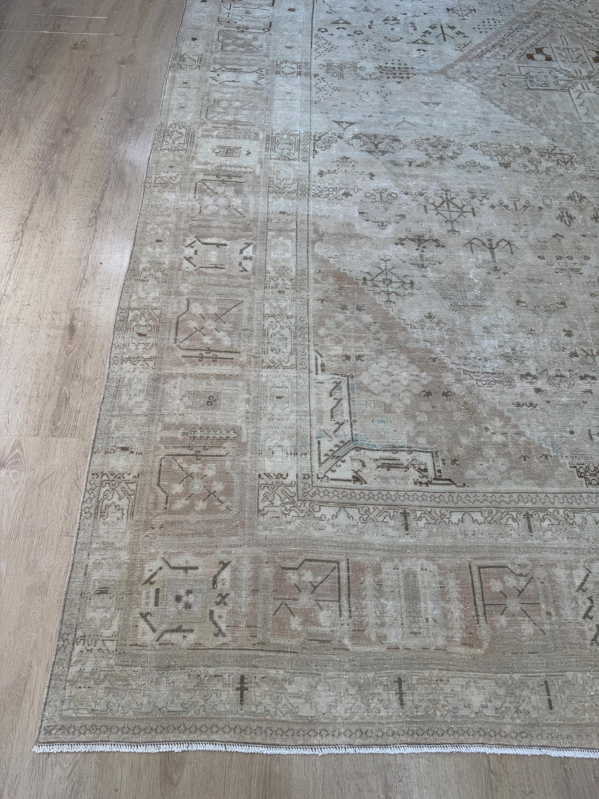 10'1"x14'4" Feet ,Cream background Turkish vintage anatolian rug,light brown colors rugs,area rugs,light brown border,Floral rugs,11