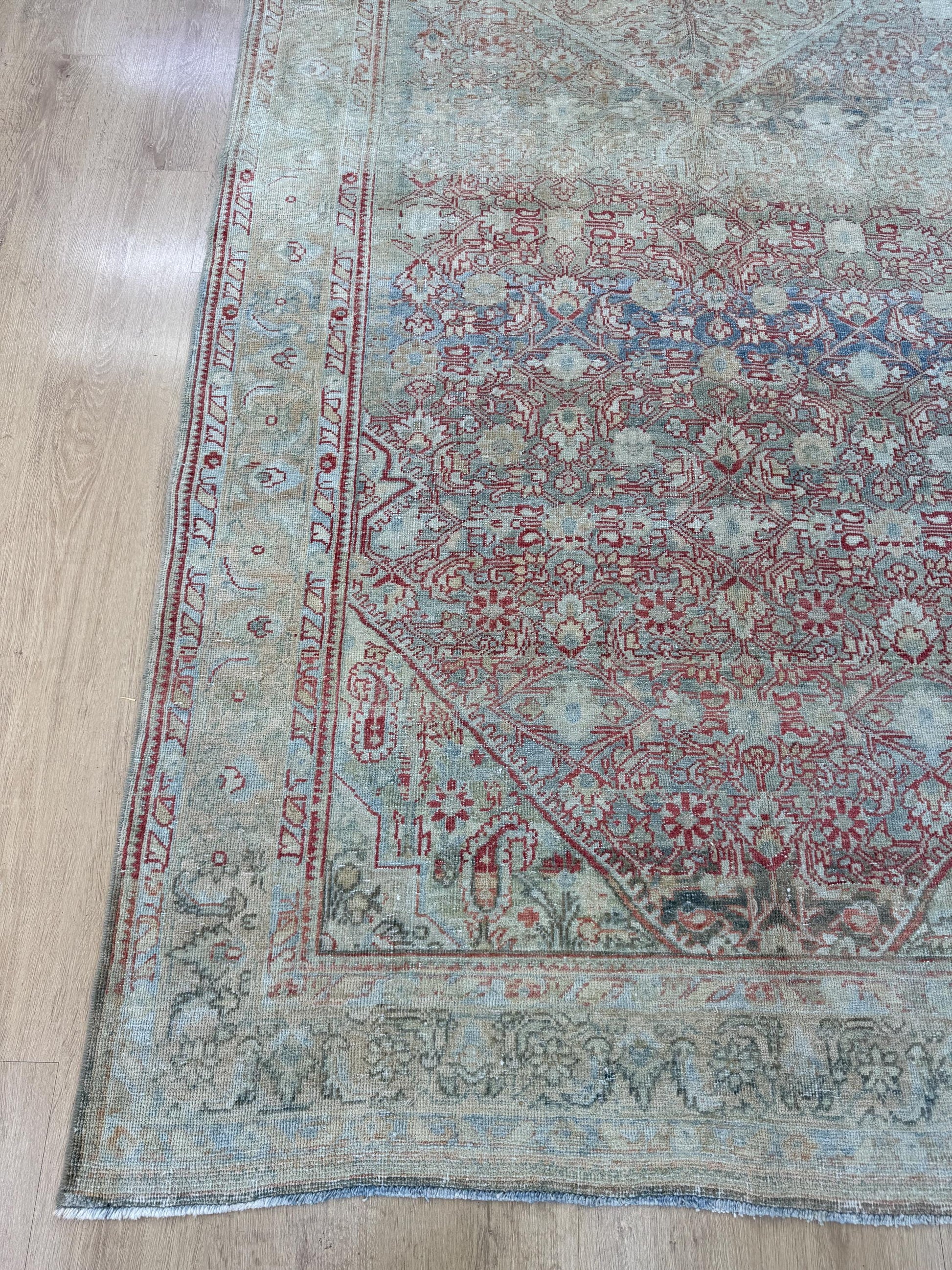 5'2"x12'3" Feet ,Blue background Turkish vintage anatolian rug,beige,red colors rugs,area rugs,beige border,Floral rugs,13