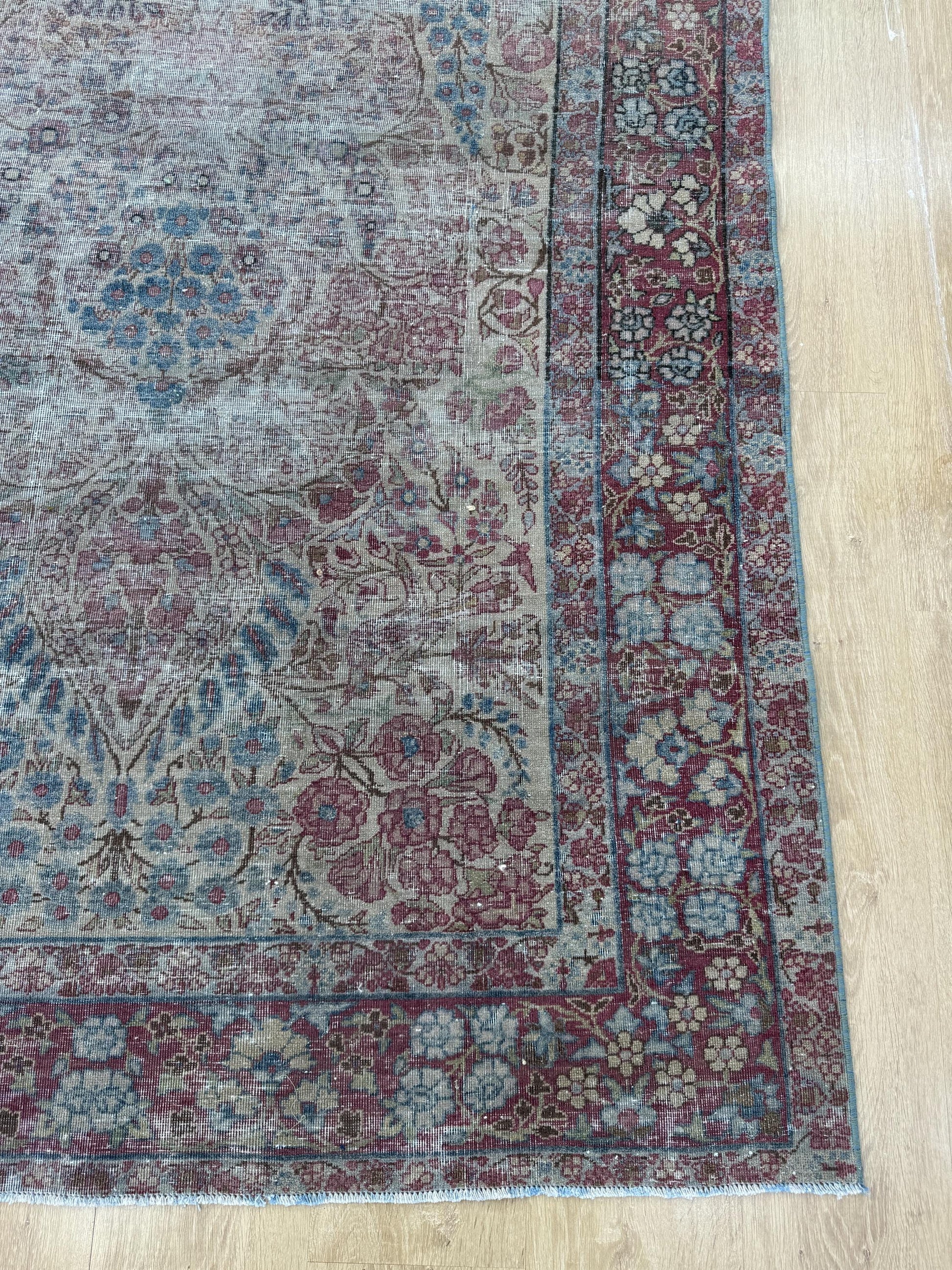 4'7"x7'2" Feet ,Beige background Turkish vintage anatolian rug,blue,red colors rugs,area rugs,red border,Floral rugs