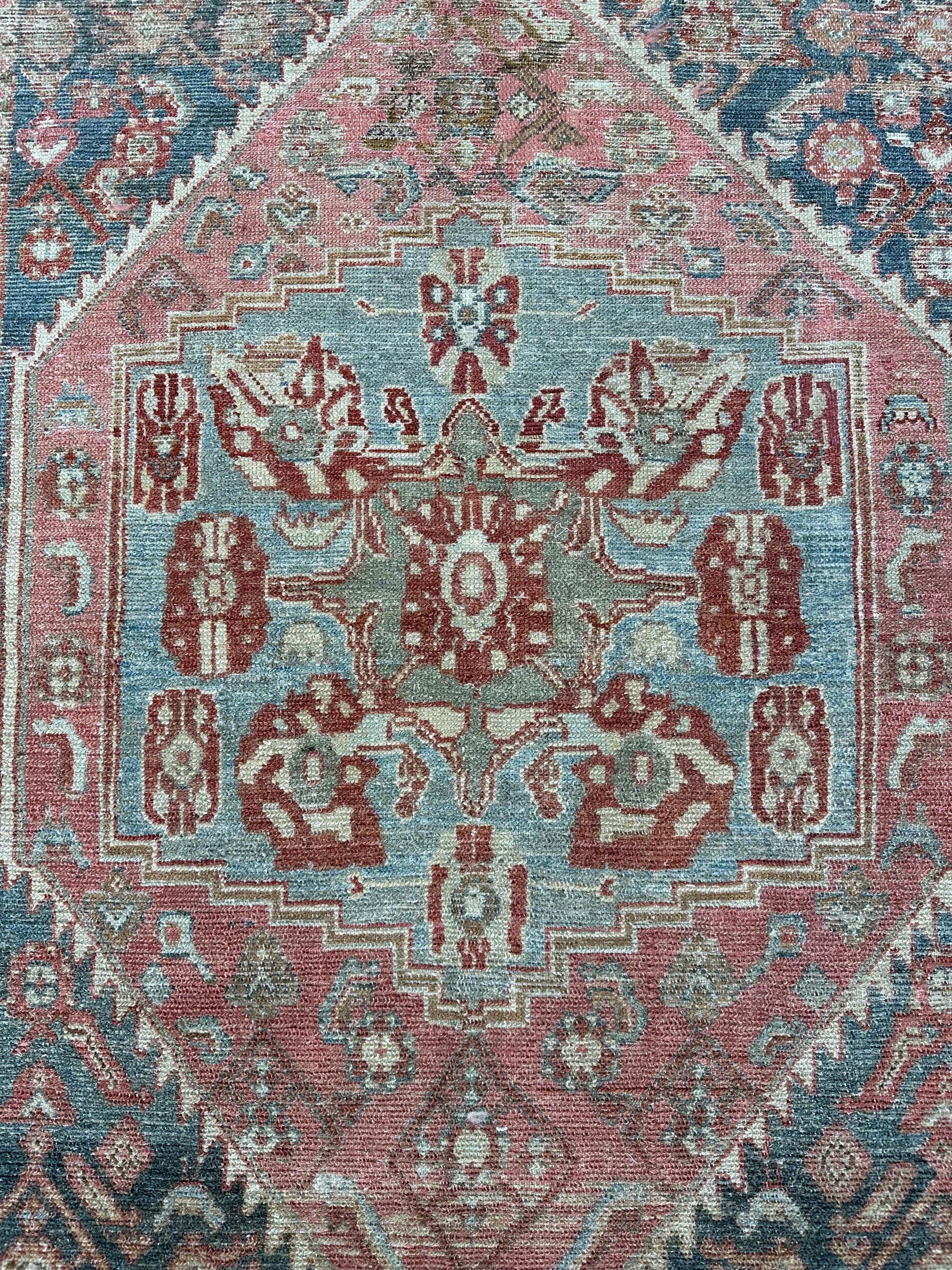 3'10"x 6" Feet ,Pink background Turkish vintage anatolian rug,blue,beige,red colors rugs,area rugs,beige border,Floral rugs,16