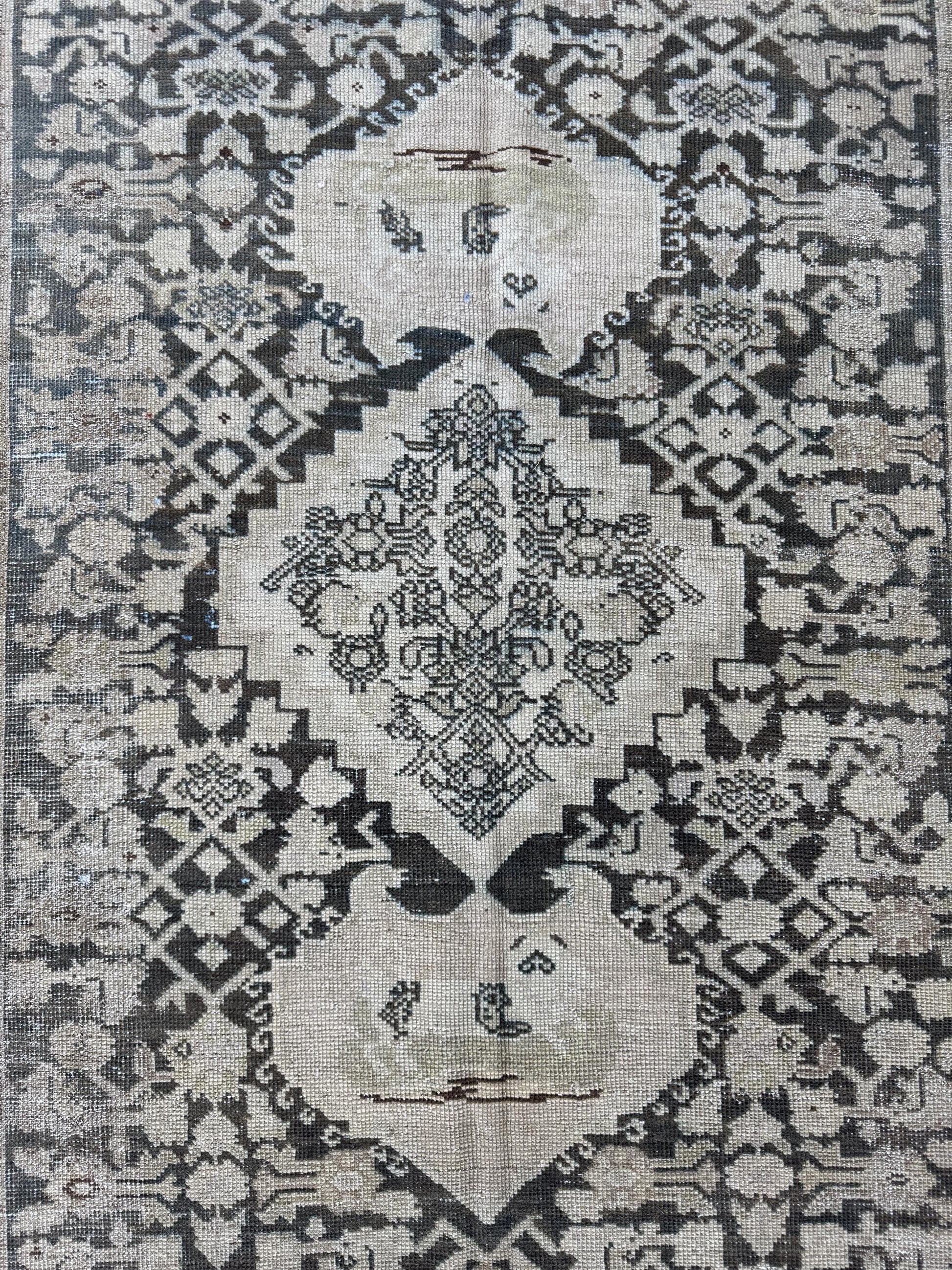 6'3"x12'5" Feet ,black background Turkish vintage anatolian rug, beige,cream colors rugs,area rugs,black border,Floral rugs,21