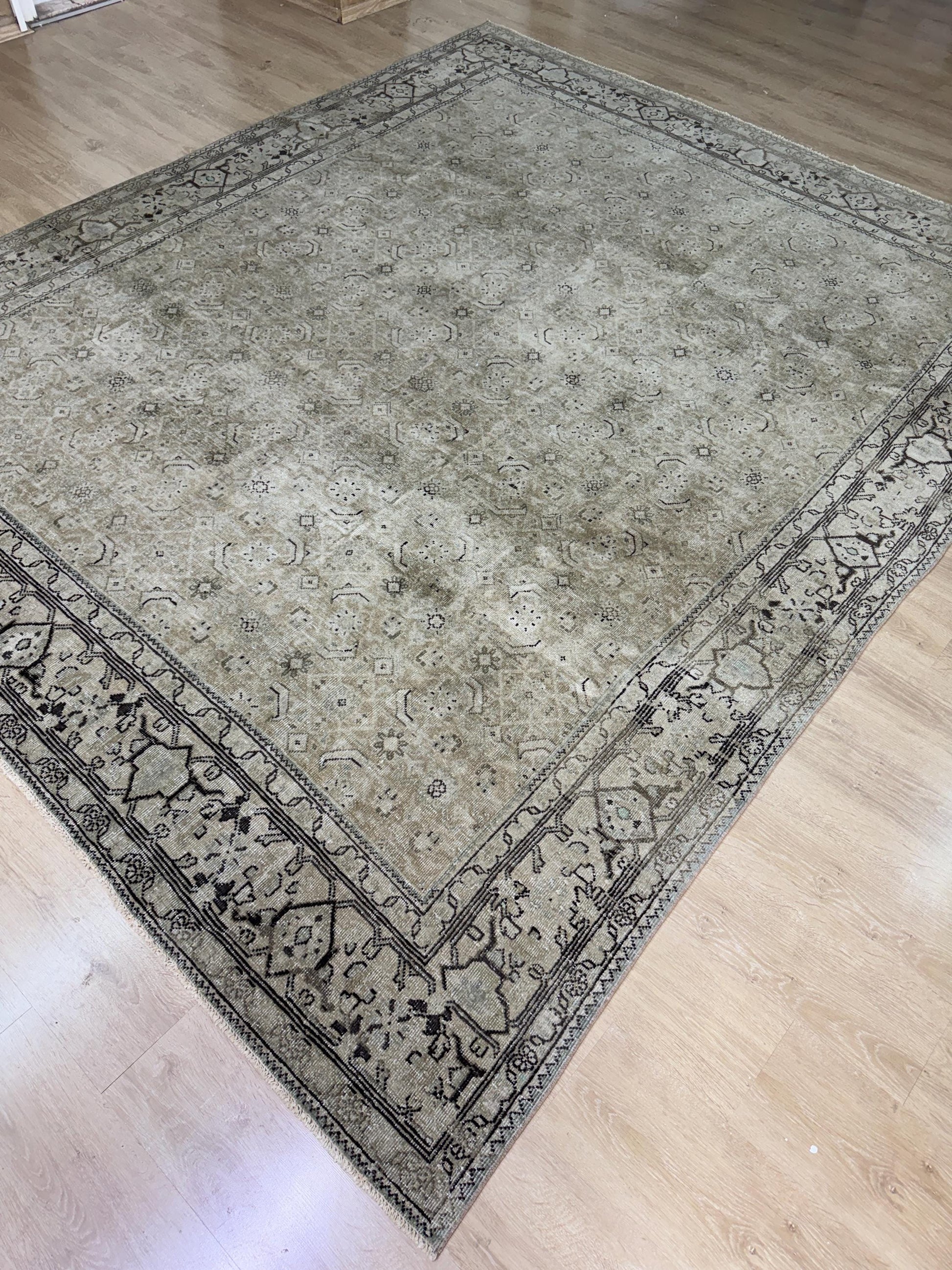8'4"x10'2" Feet ,Beige background Turkish vintage anatolian rug,brown colors rugs,area rugs,beige border,Floral rugs,46