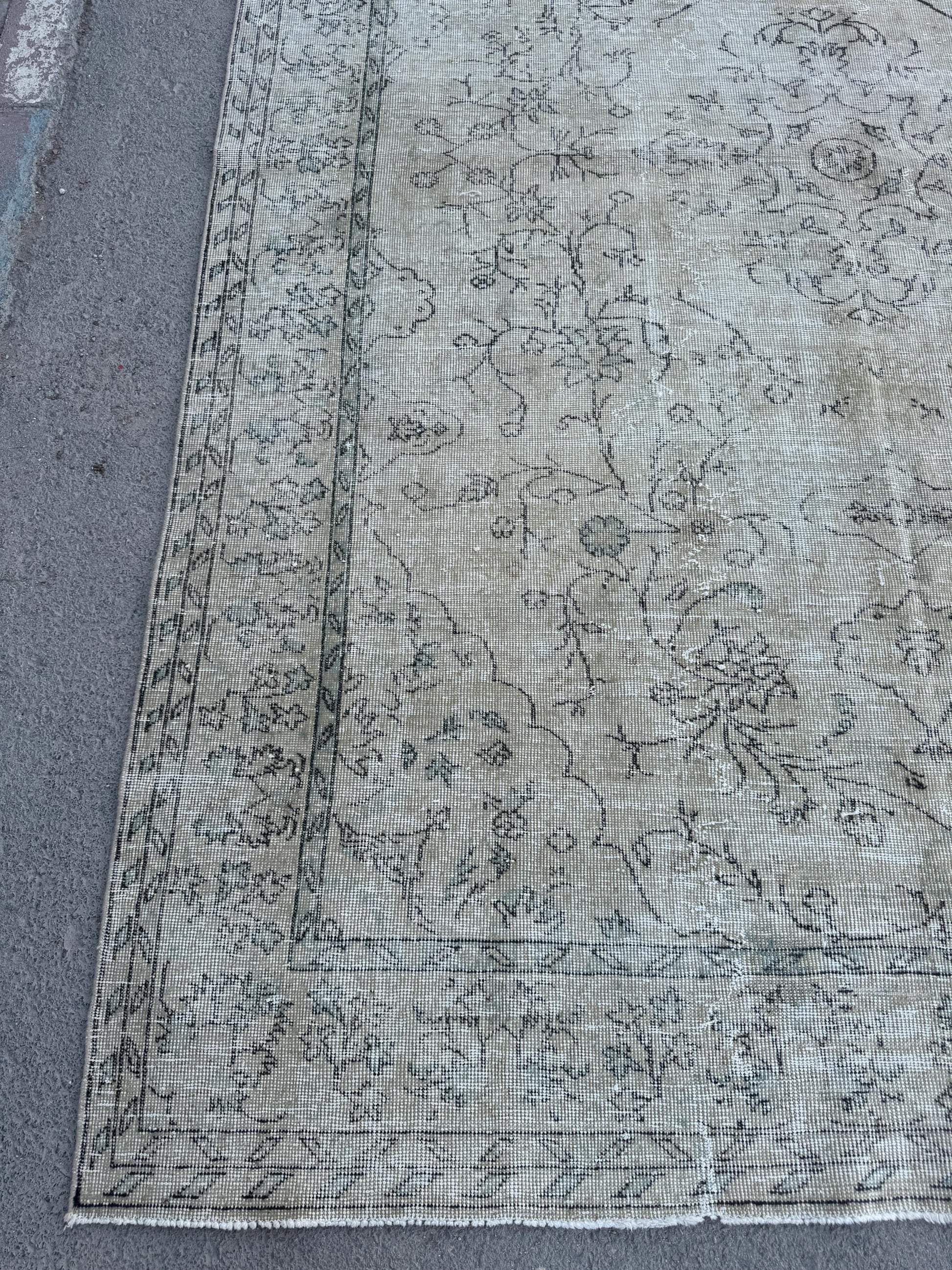 6'8"x10" Feet ,Beige background Turkish vintage anatolian rug,brown colors rugs,area rugs,beige border,Floral rugs,482
