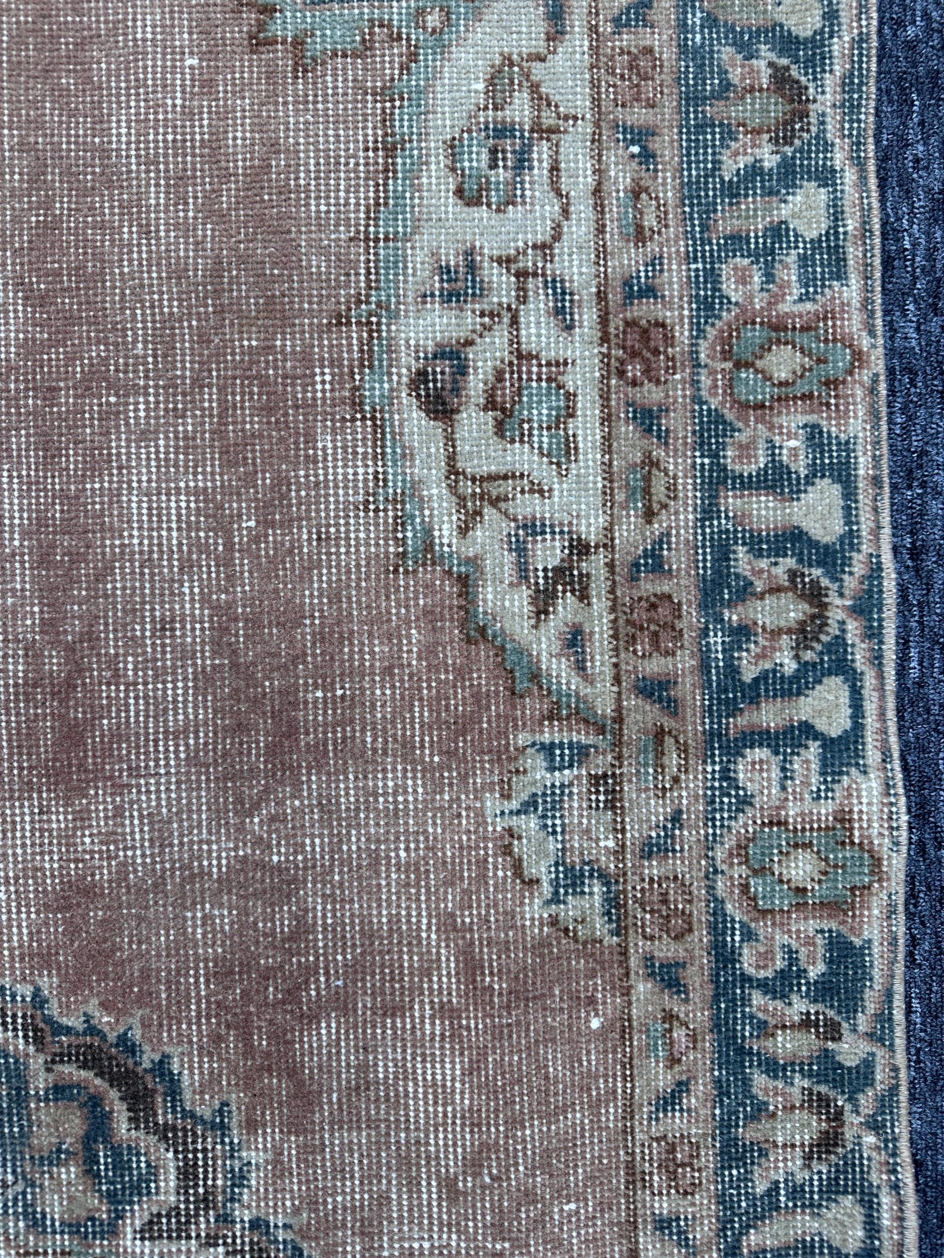 3'6"x6'8" Feet ,Light pink background Turkish vintage anatolian rug ,gray, beige colors rugs accents, gray border,Floral rugs,425