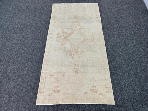 ,4'3"x8'8" Feet , Beige background Turkish vintage anatolian rug, brown colors rugs accents,beige border,Floral rugs,922