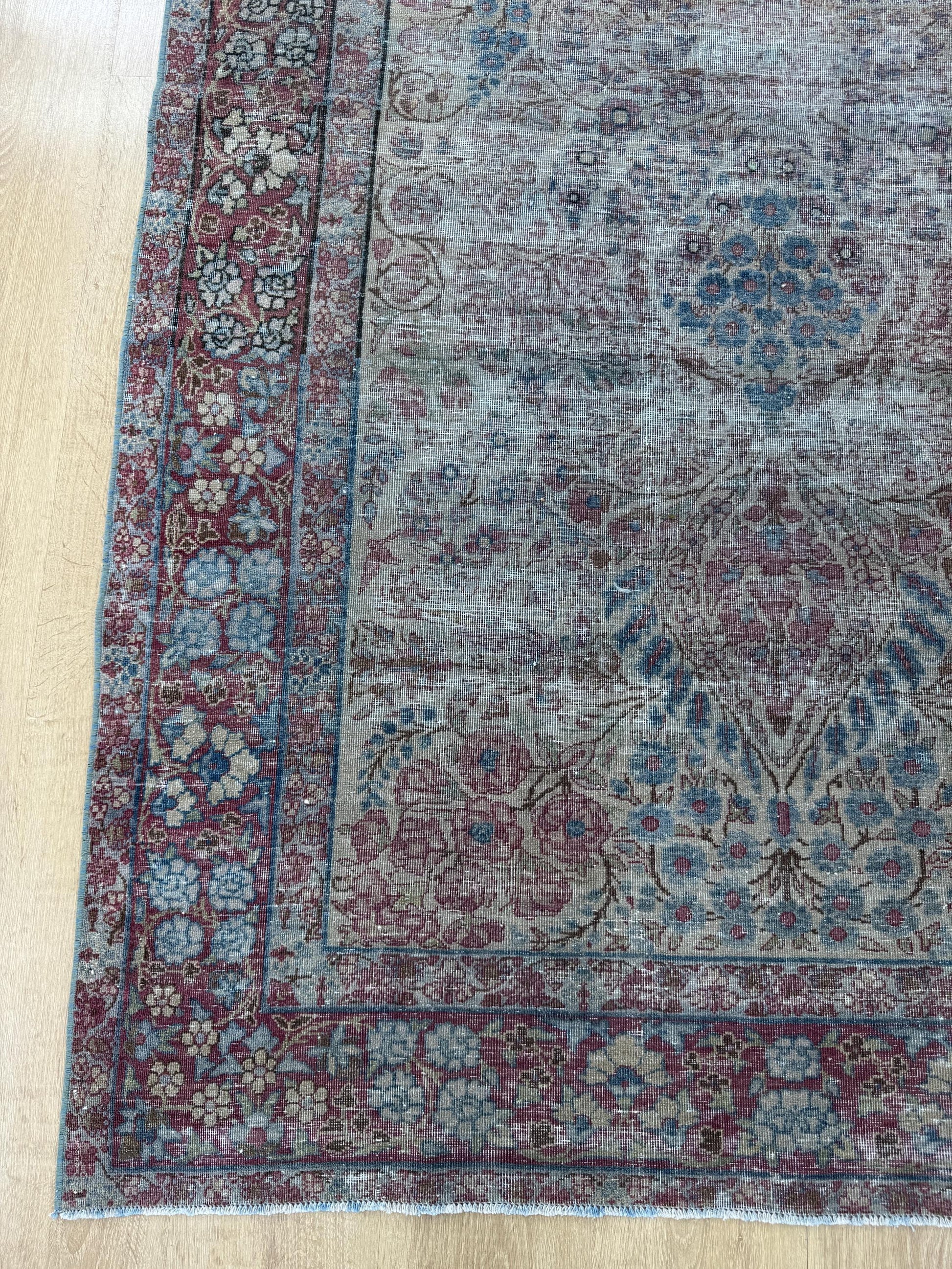 4'7"x7'2" Feet ,Beige background Turkish vintage anatolian rug,blue,red colors rugs,area rugs,red border,Floral rugs