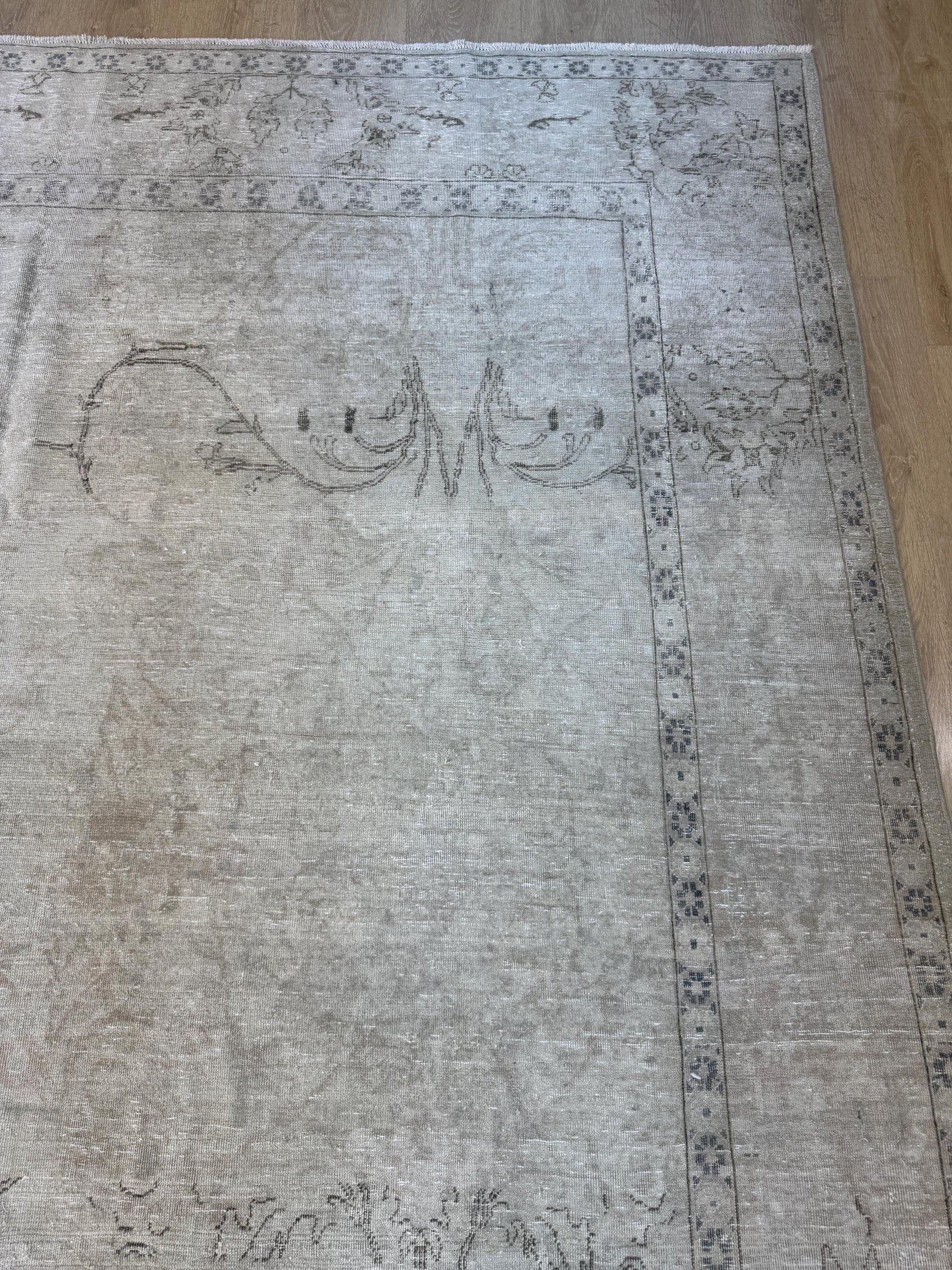 8"x12'1" Feet ,Beige background Turkish vintage anatolian rug,brown colors rugs,area rugs,cream border,Floral rugs,23