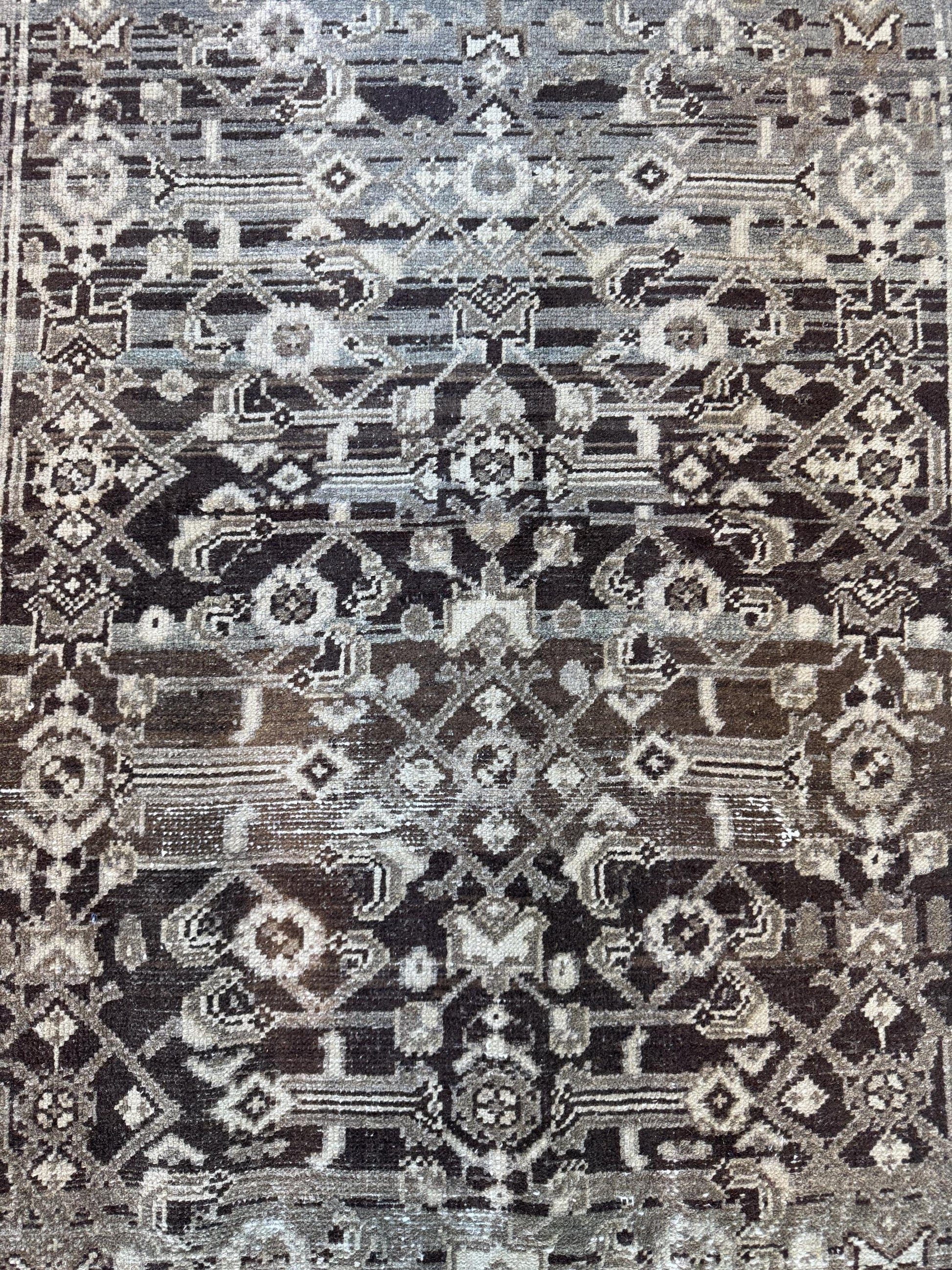 4"x15'9" Feet ,Gray background Turkish vintage anatolian runner,beige,brown colors rugs,runner,beige border,Floral runner,28