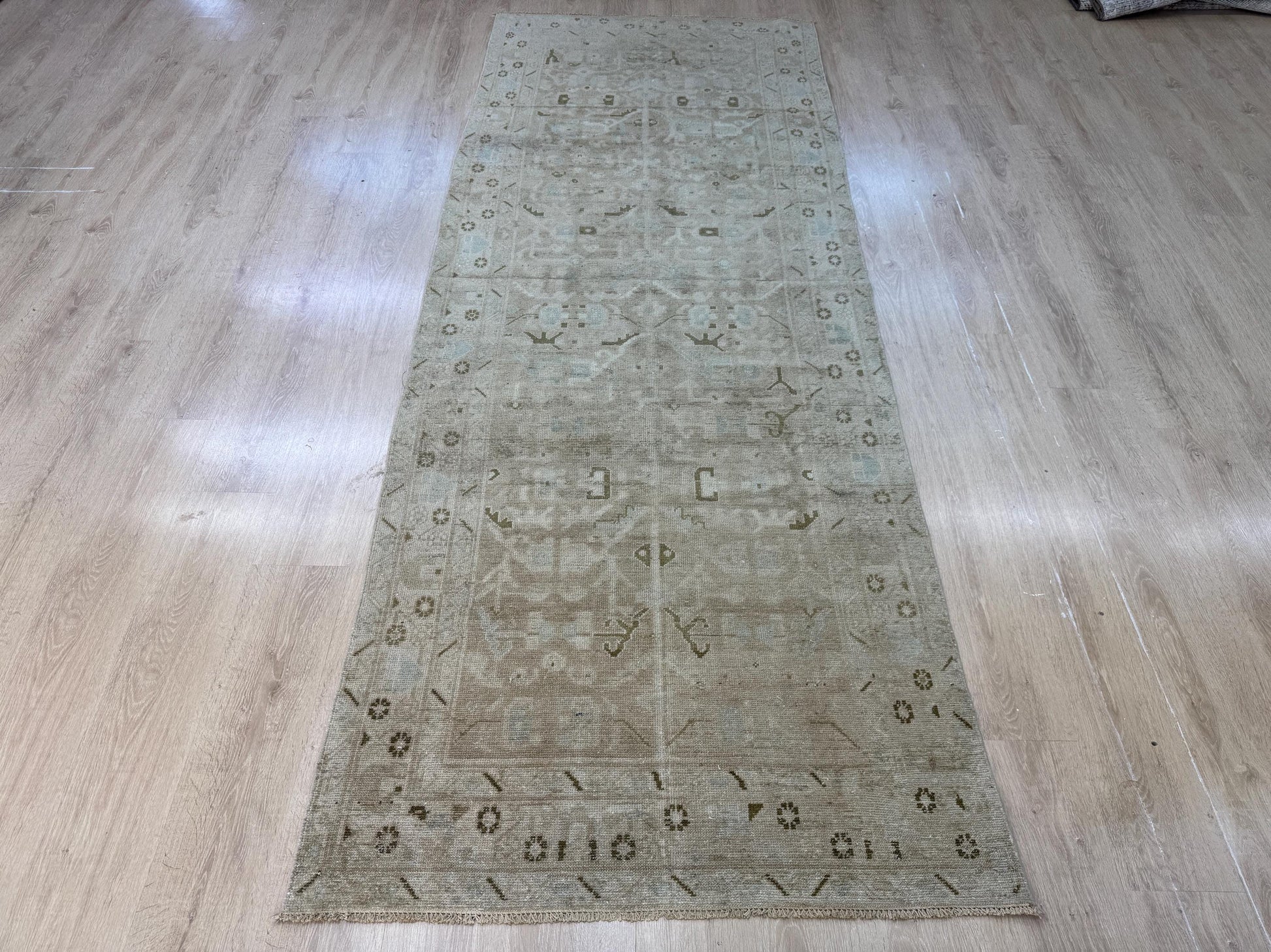 3'9"x10" Feet ,light brown background Turkish vintage anatolian runner,beige colors rugs,runner,beige border,Floral runner,29