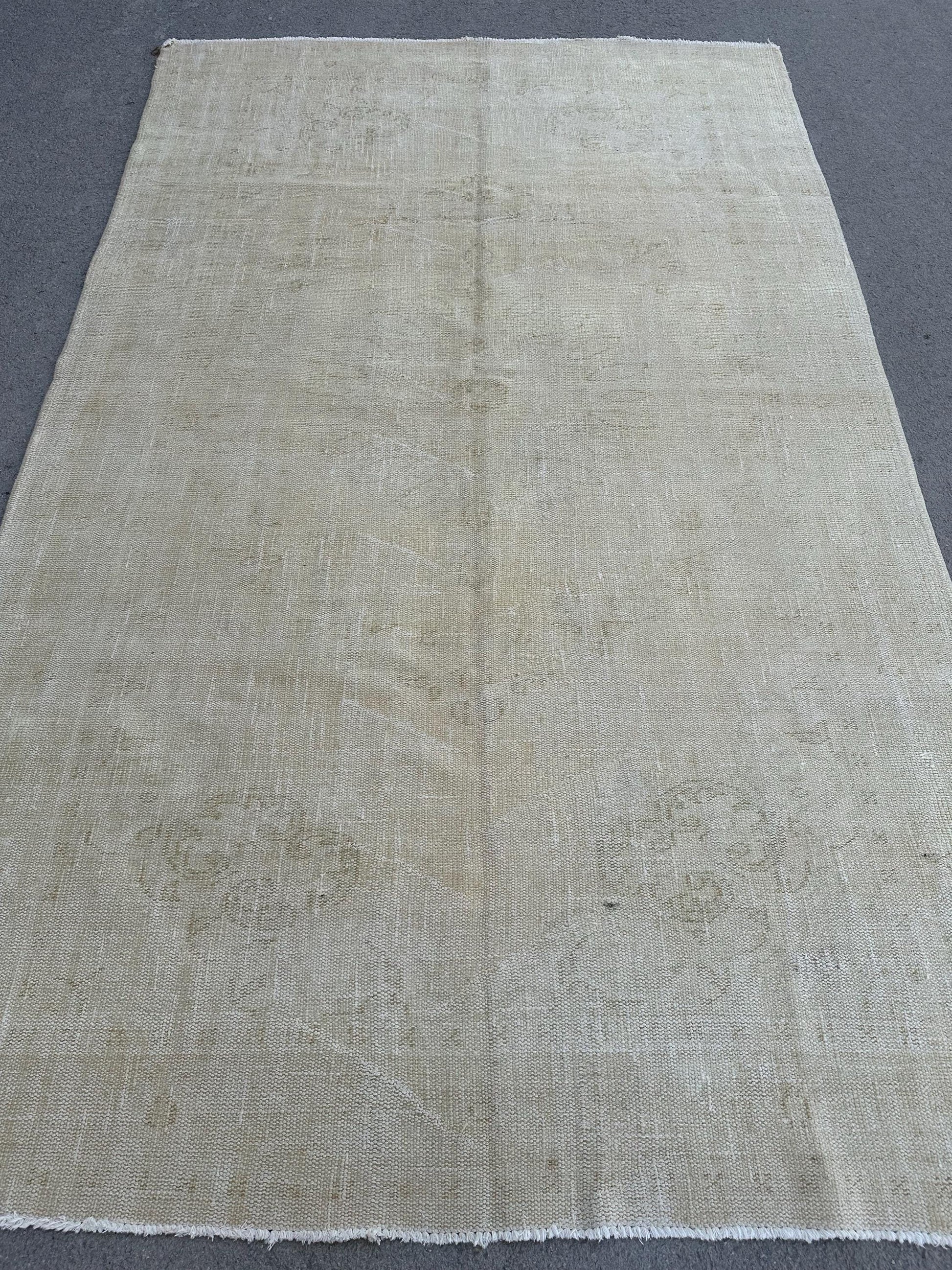 6'3"x10'1" Feet , Beige background Turkish vintage anatolian rug, light brown colors rugs,area rugs, beige border,Floral rugs,479