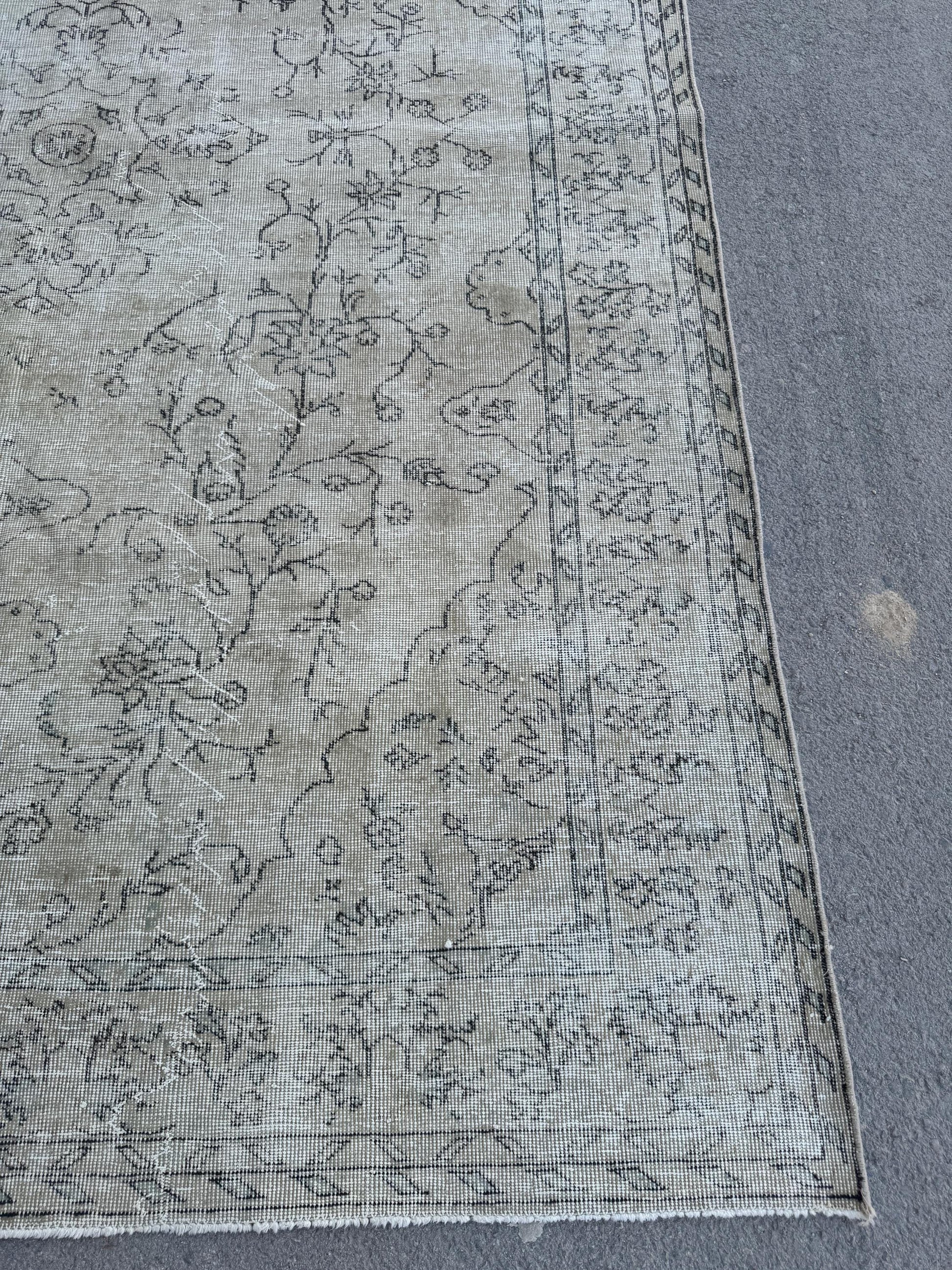 6'8"x10" Feet ,Beige background Turkish vintage anatolian rug,brown colors rugs,area rugs,beige border,Floral rugs,482
