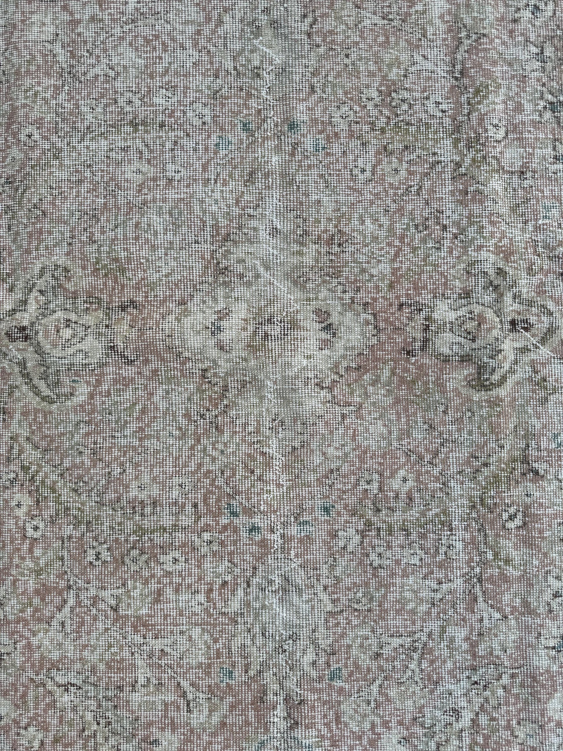7'5"x10'6" Feet ,light pink background Turkish vintage anatolian rug,beige,brown colors rugs,area rugs,beige border,Floral rugs,550