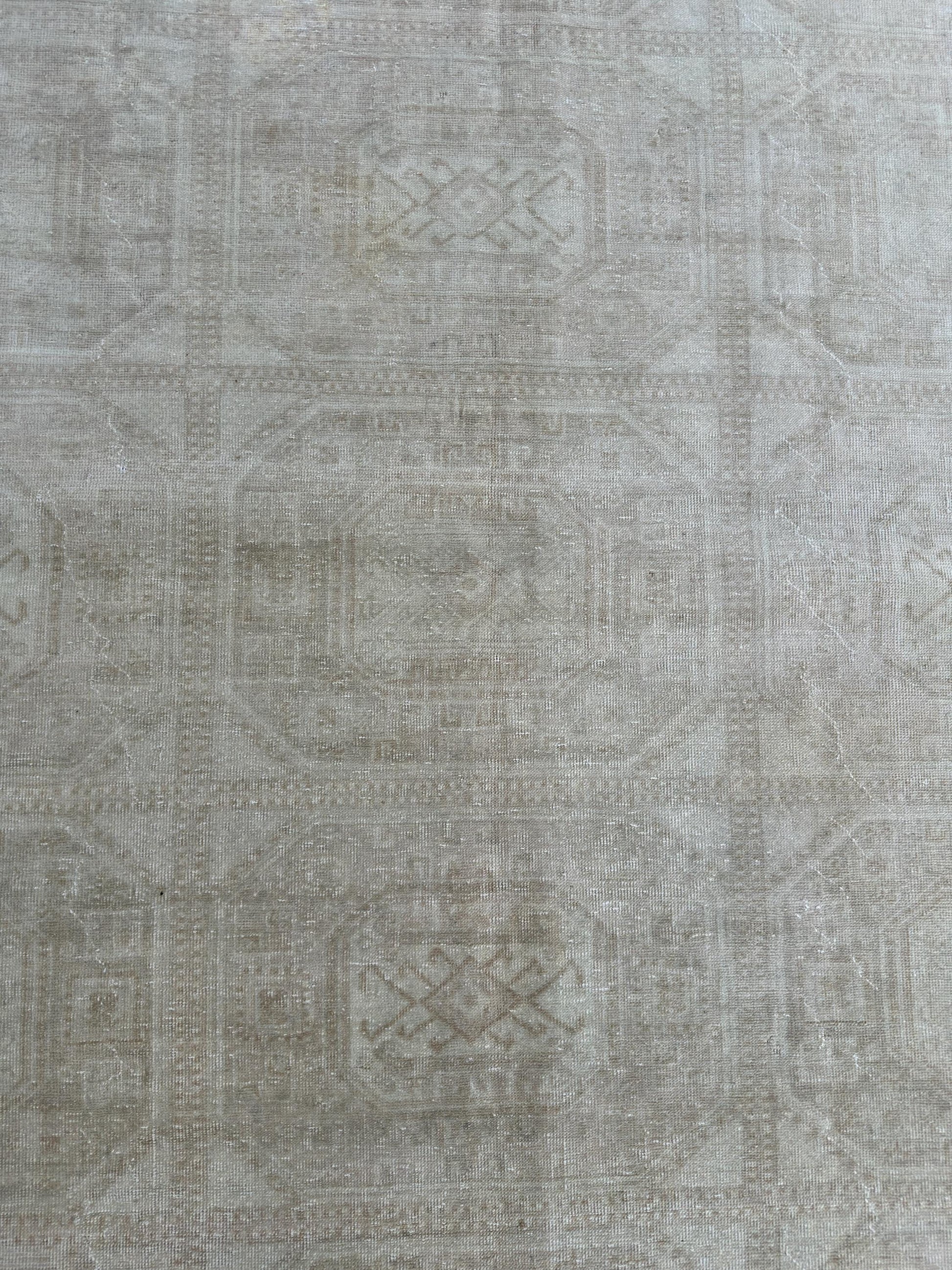 6'7"x9'9" Feet ,Beige background Turkish vintage anatolian rug,light brown colors rugs,area rugs, beige border,Geometric rugs,927