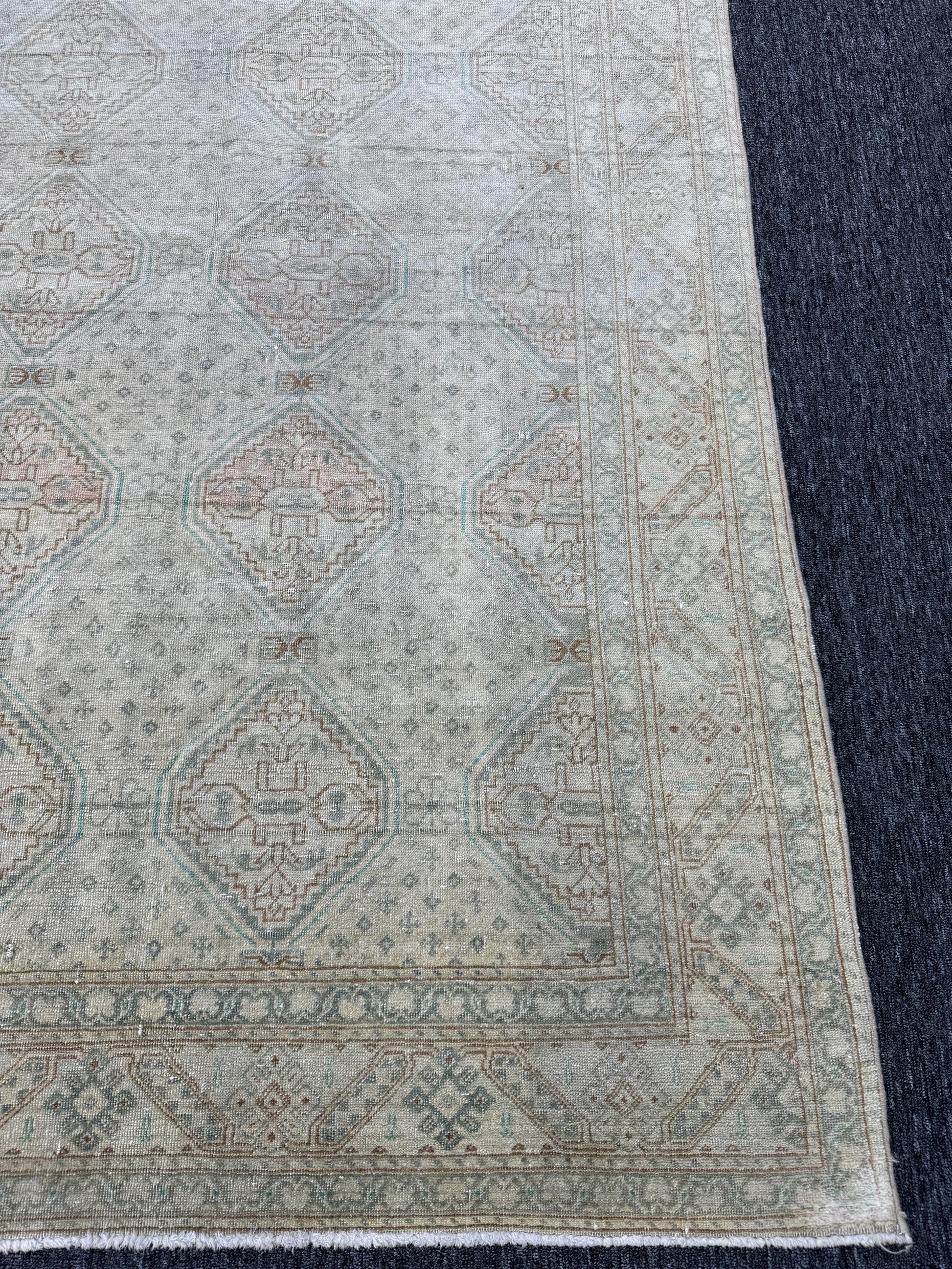 4'8"x7'1" Feet ,Beige background Turkish vintage Anatolian rug ,brown, gray colors rugs, beige border,Geometric rugs,274