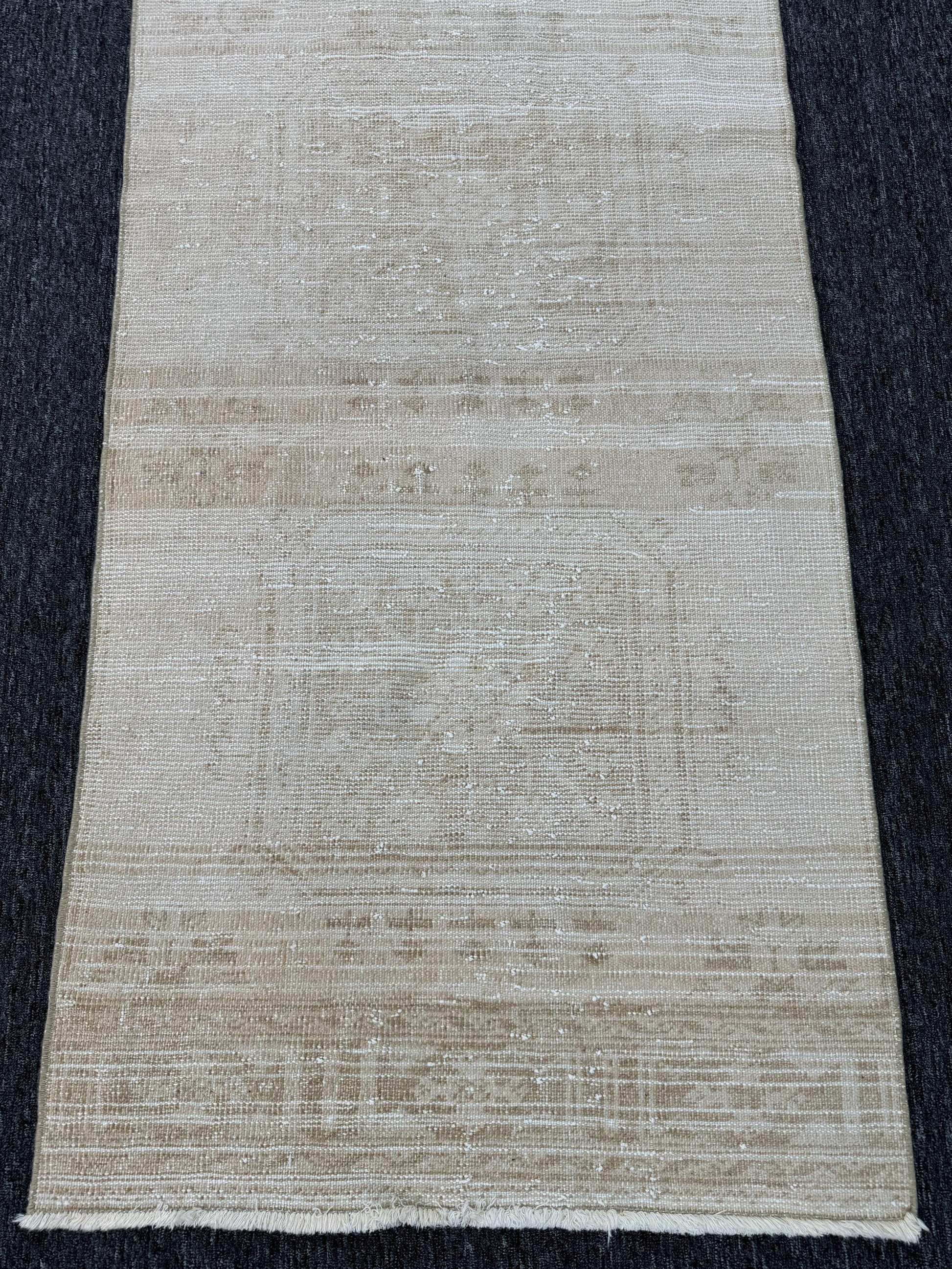 2'10"x12'7" Feet ,Beige background Turkish vintage Anatolian rug ,light brown colors rugs, beige border,Geometric rugs,277