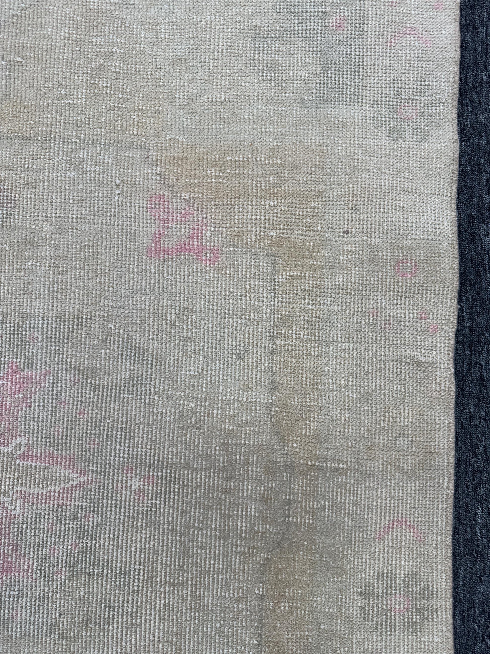 4'3"x7'3" Feet , Beige background Turkish vintage anatolian rug light pink, light gray colors rugs accents, beige border,Floral rugs,407