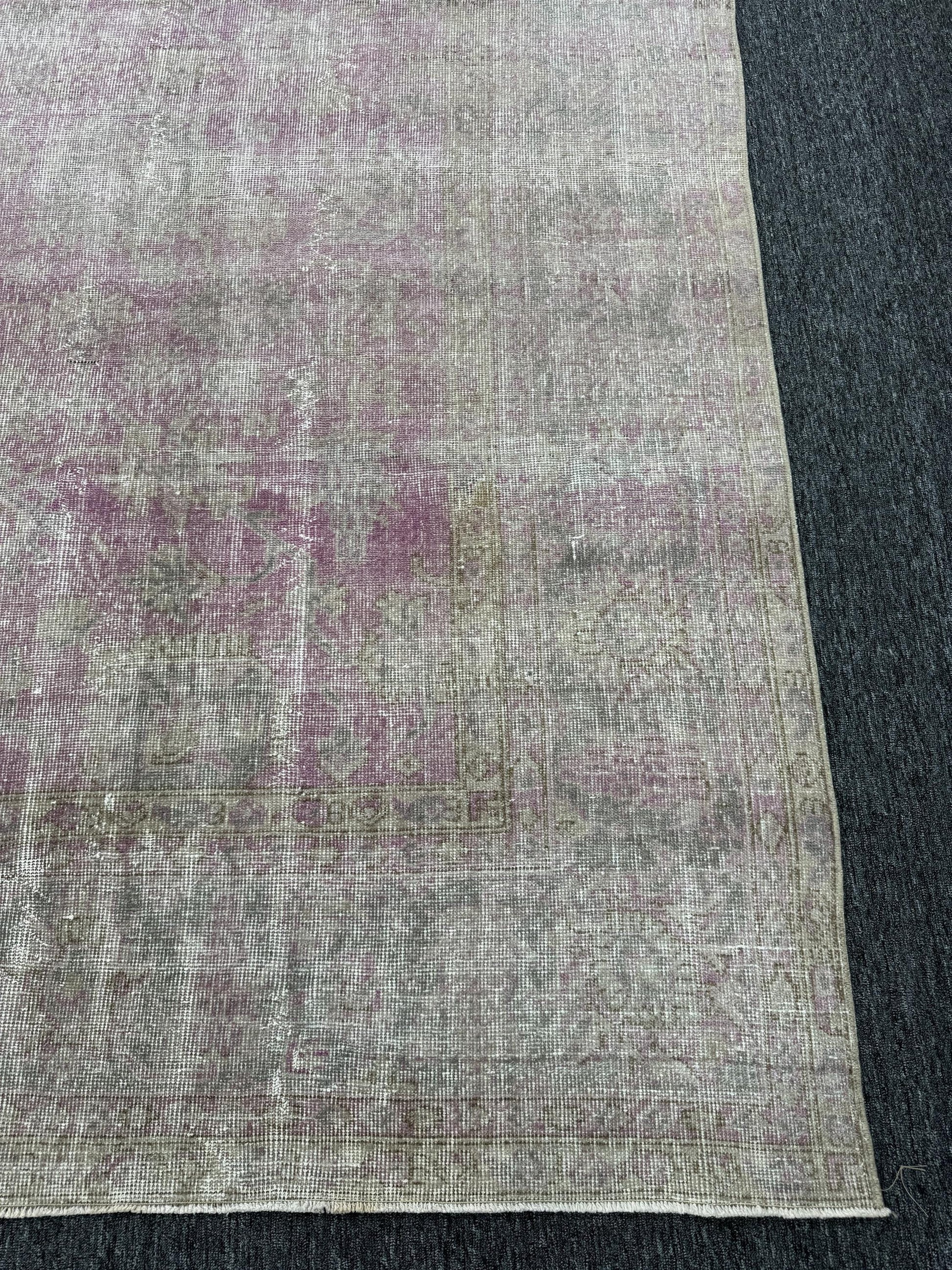 8'4"x11'5" Feet,Beige background Turkish vintage anatolian rug,pink colors rugs accents, beige border,Floral rugs,592