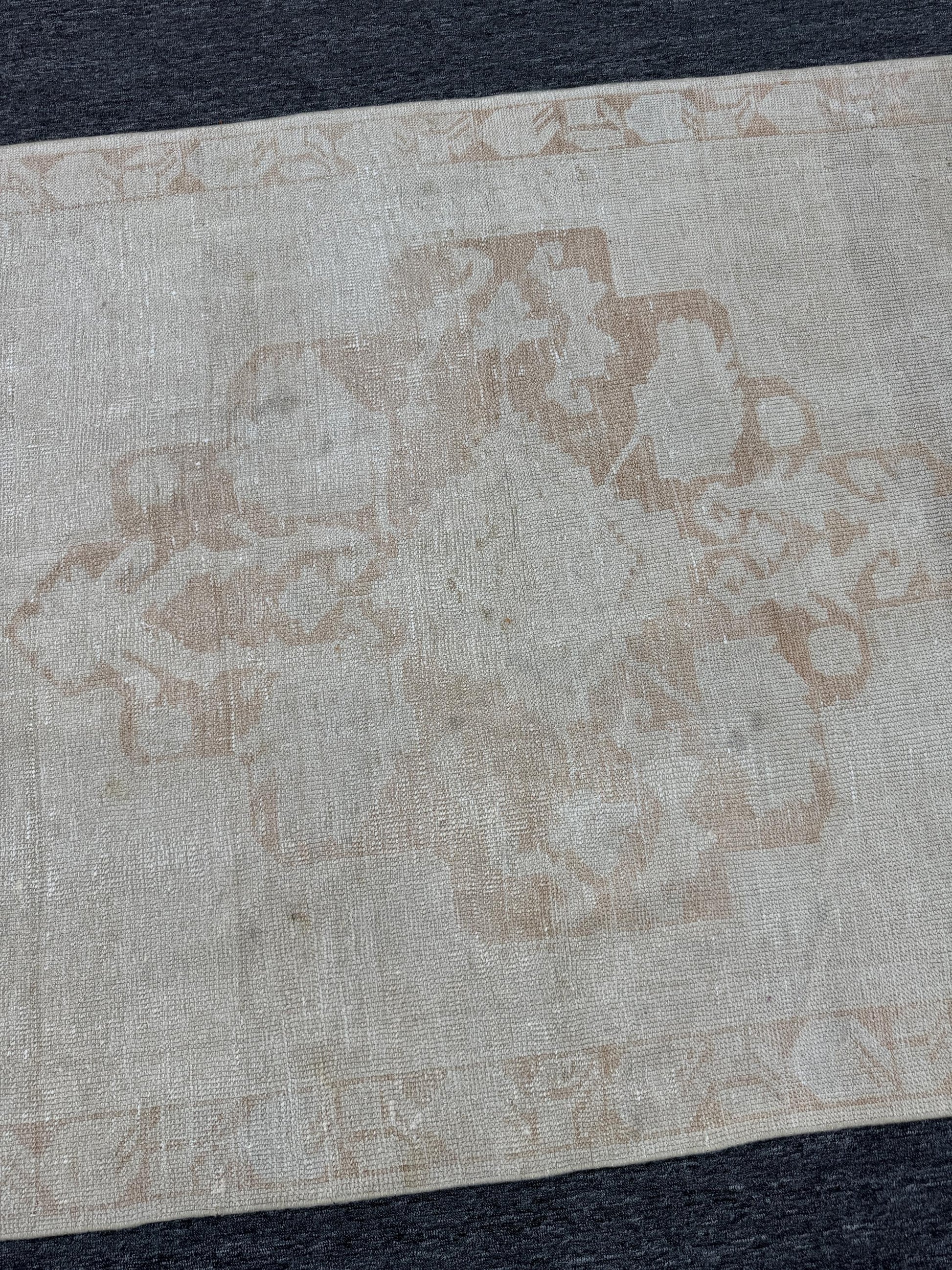 ,4'3"x8'8" Feet , Beige background Turkish vintage anatolian rug, brown colors rugs accents,beige border,Floral rugs,922
