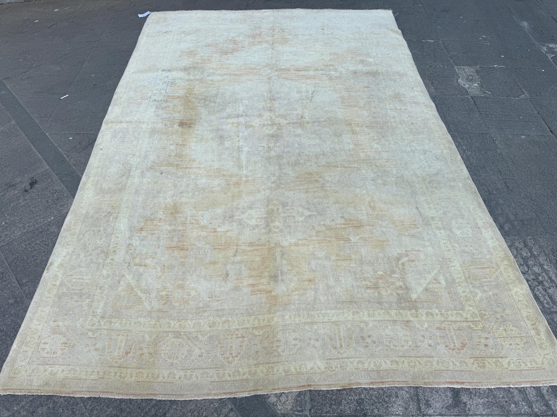 7"x10'8" Feet,light gray background Turkish vintage Anatolian rug ,yellow,beige colors rugs, light gray border,Floral rugs,49