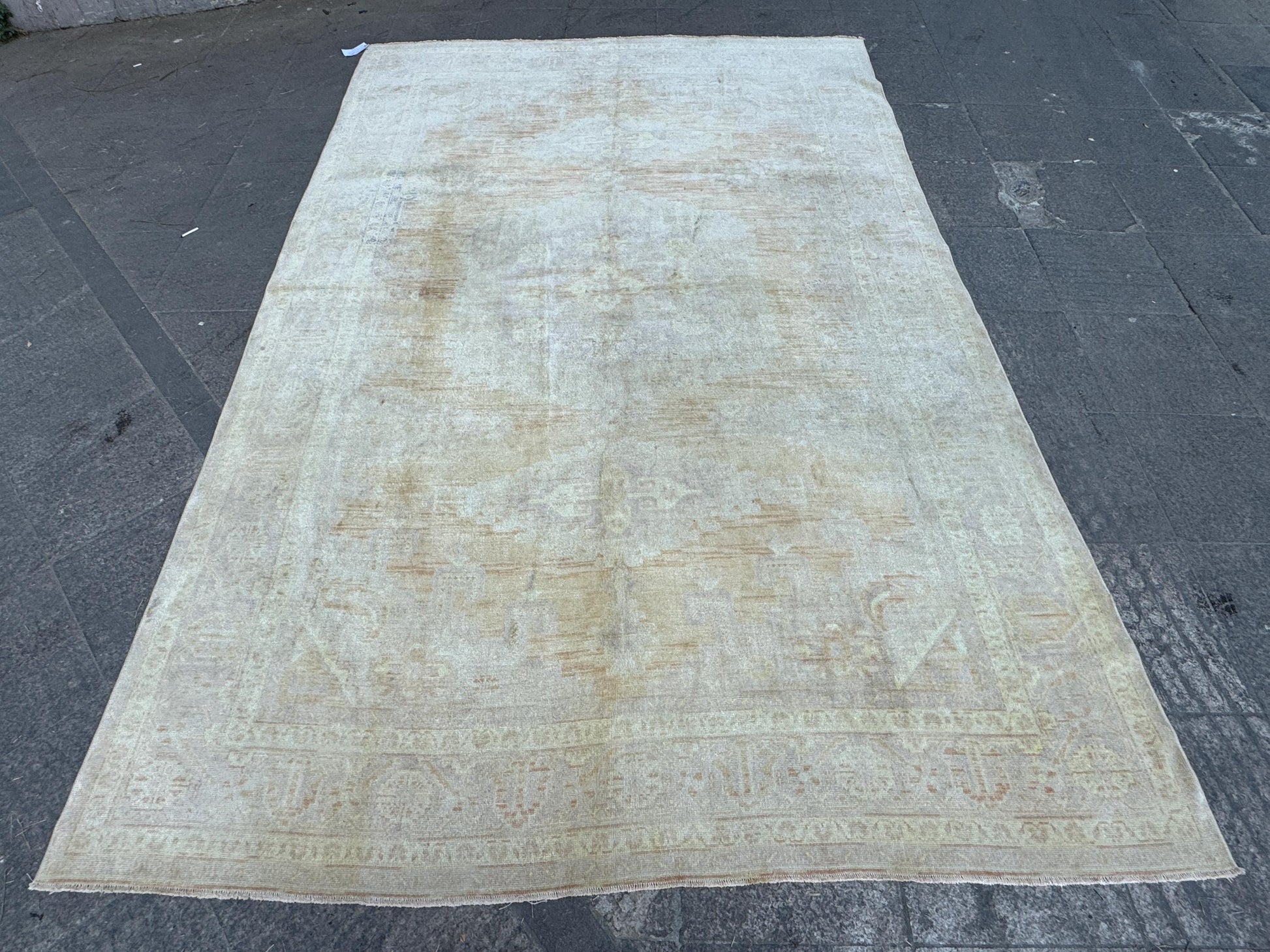 7"x10'8" Feet,light gray background Turkish vintage Anatolian rug ,yellow,beige colors rugs, light gray border,Floral rugs,49