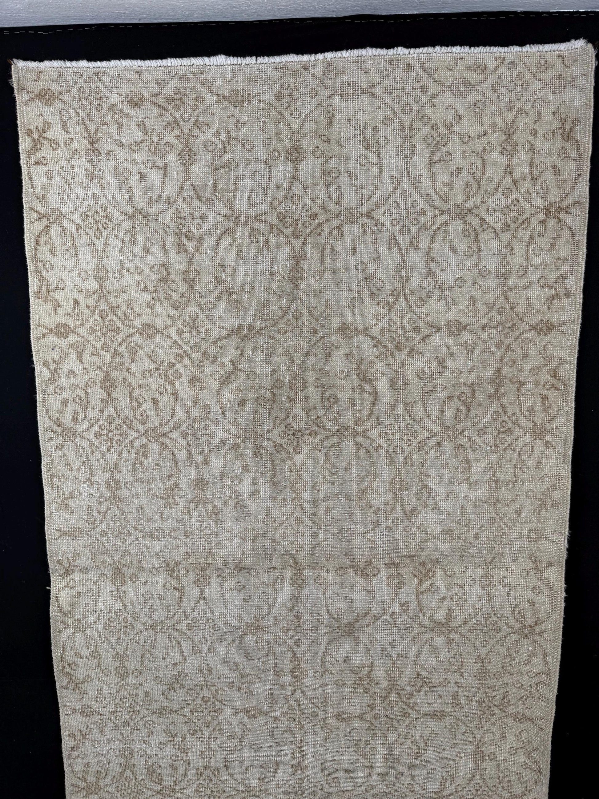 3'10"x6'10" Feet ,Beige background Turkish vintage anatolian rug, brown colors rugs accents,beige border,Floral rugs,53