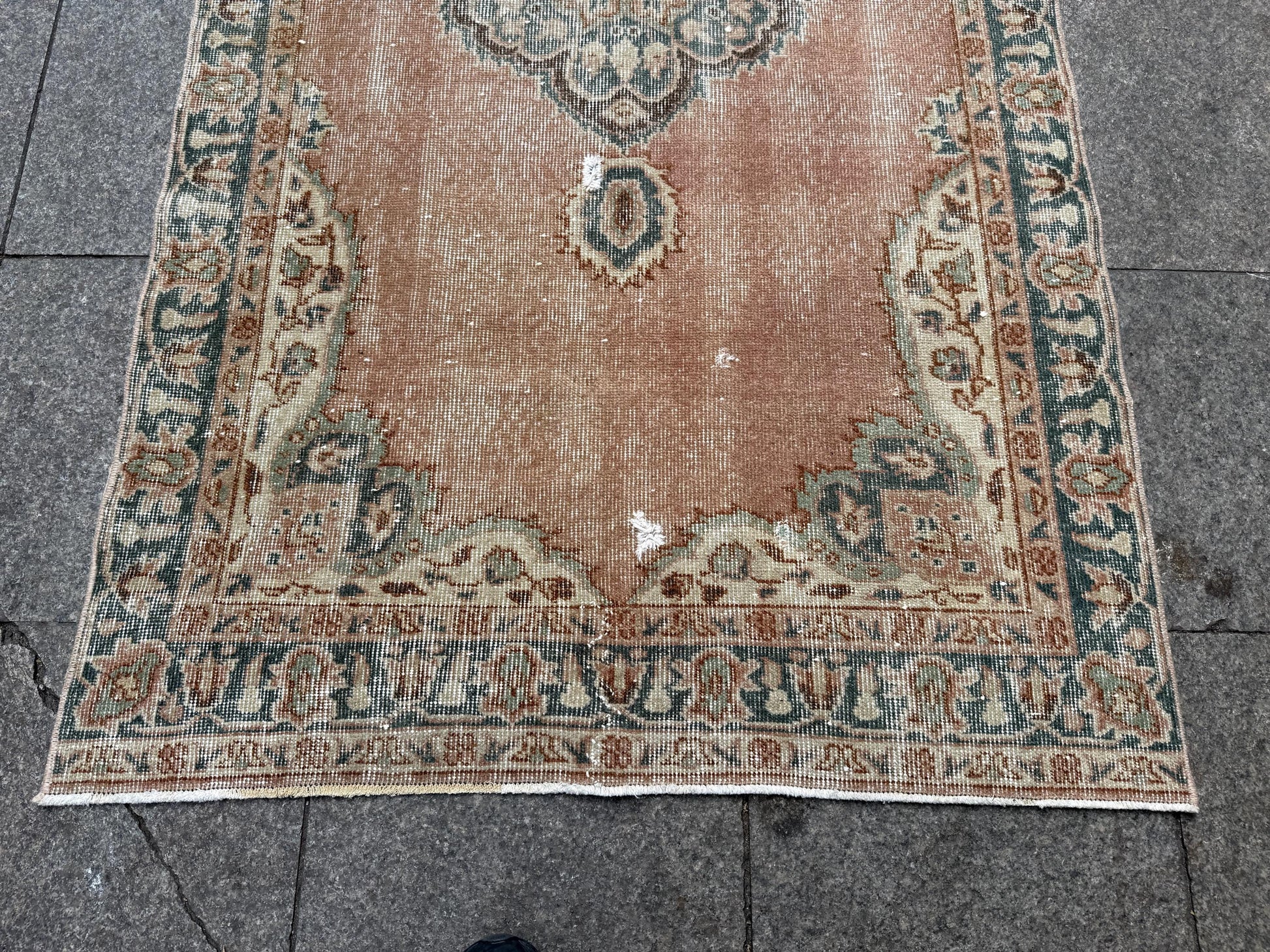 3'6x6'8 feet Vintage Turkish Anatolian Rug, Brick Color Geometric Rug,425