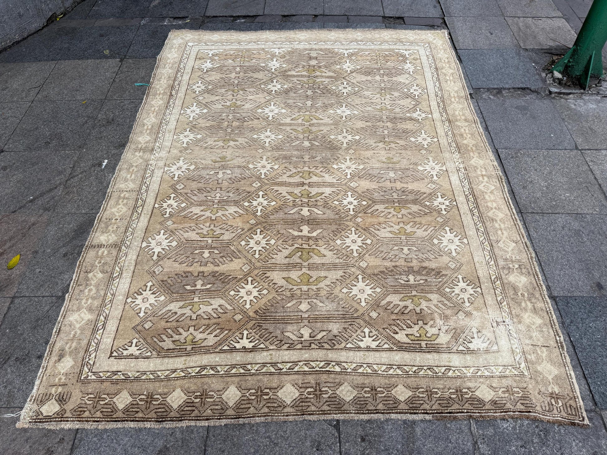 6'x7'9" feet Vintage Turkish Anatolian Rug,Natural color Geometric Rug,79