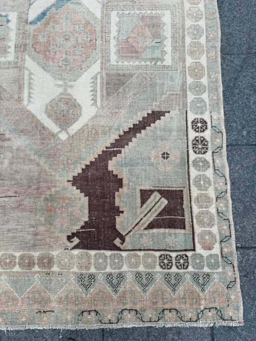 5'x8'4" feet Vintage Turkish Anatolian Rug,Brick Geometric Rug,88