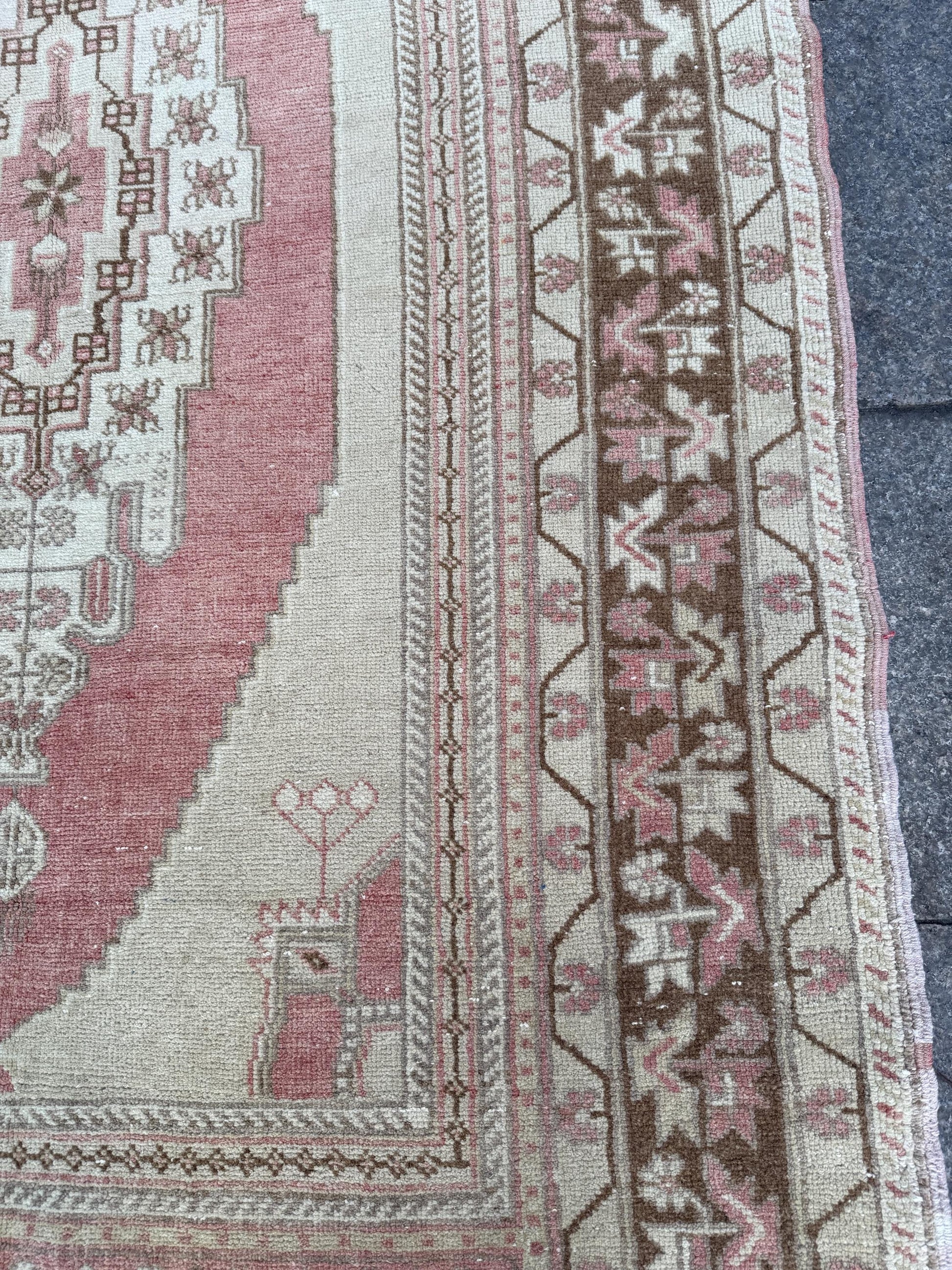 4'6"x7'8" feet Vintage Turkish Anatolian Rug,Brick Color Floral Rug,176