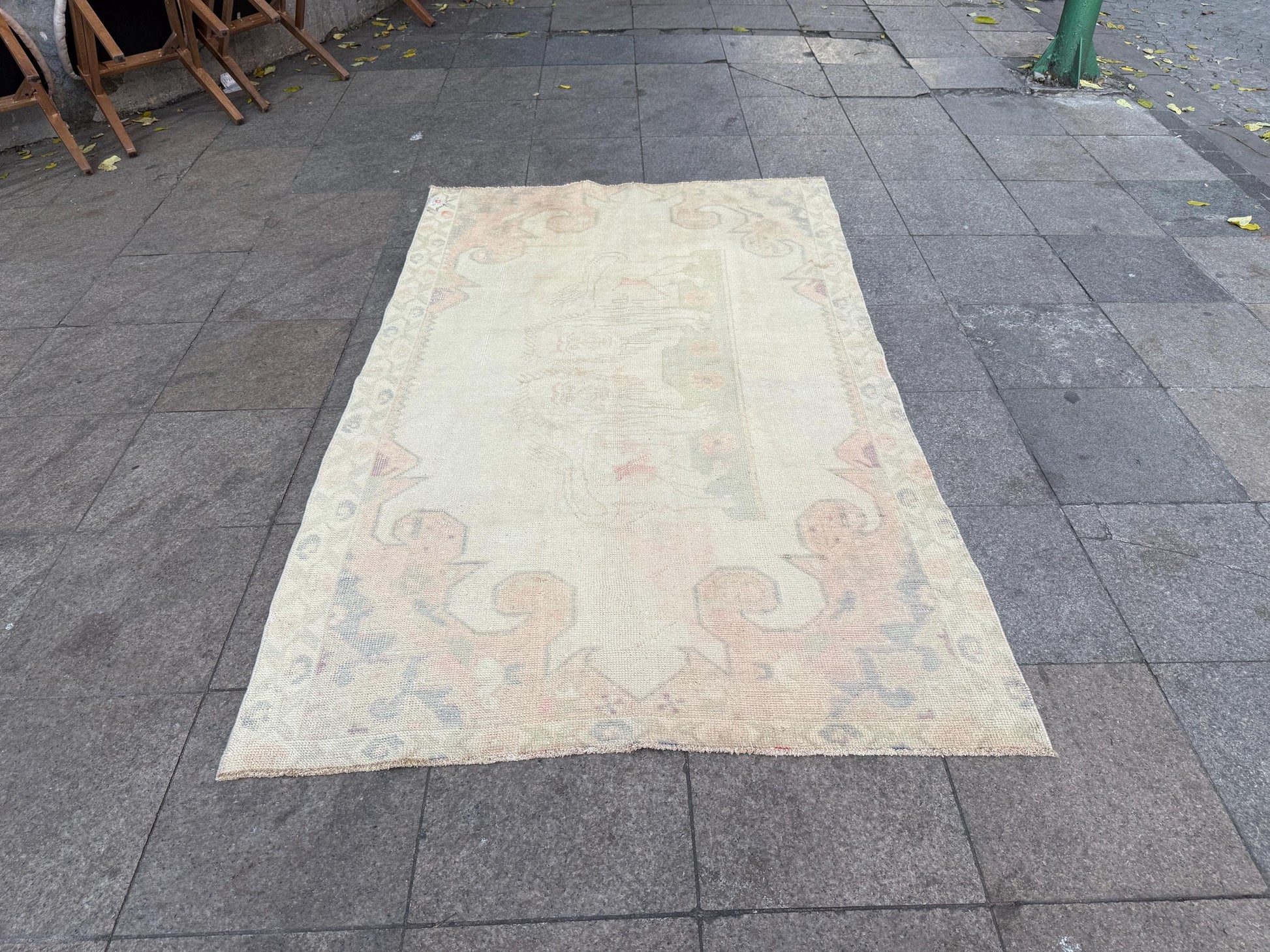 4'5"x7'6" feet Vintage Turkish Anatolian Rug,Beige Lion Rug,268