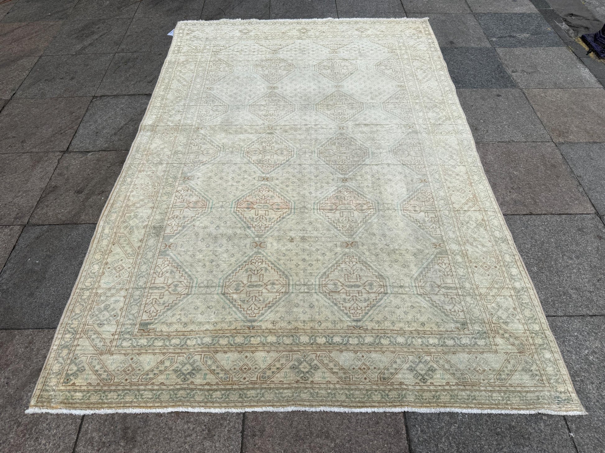 4'8"x7'1" feet Vintage Turkish Anatolian Rug,Brick Color Geometric Rug,274