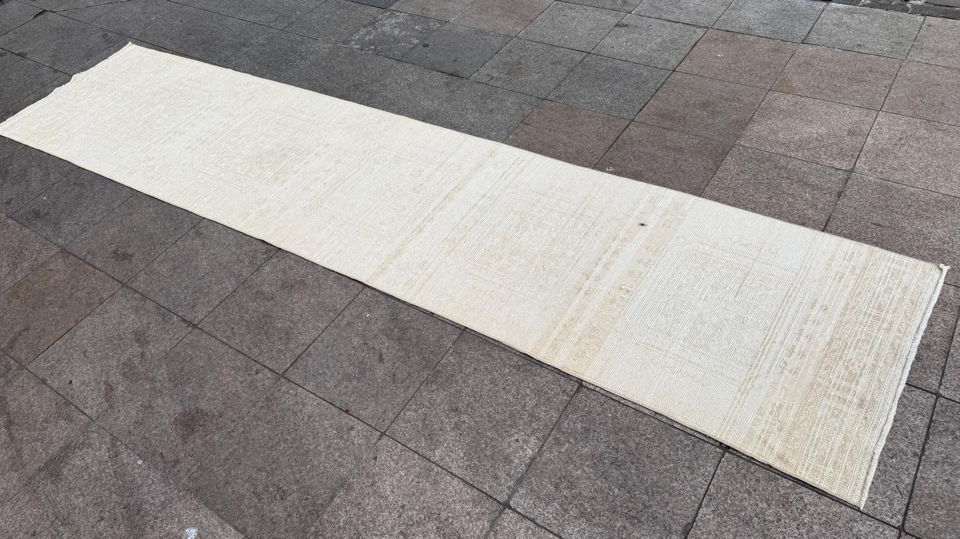 2'10"x12'7" feet Vintage Anatolian Wool Runner Rug,Floral Decoritive Beige Rug ,277