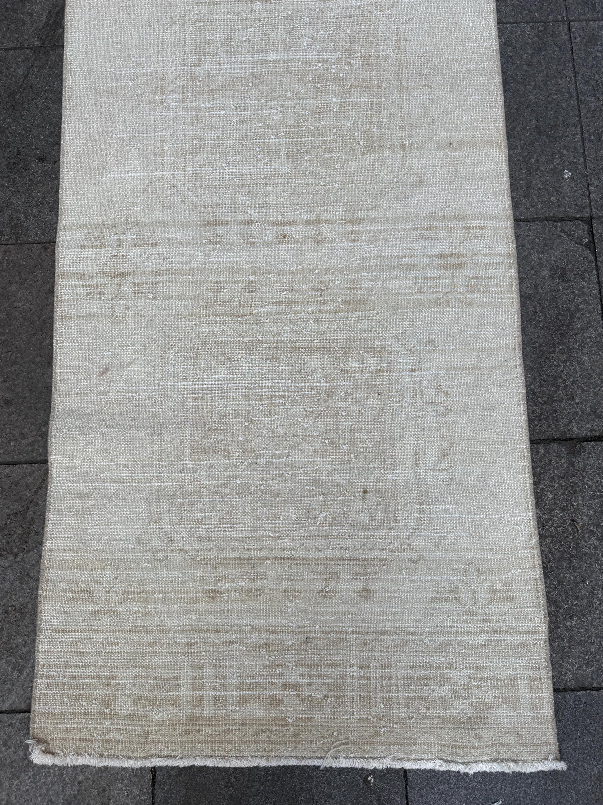 2'9"x12'2" feet Vintage Anatolian Wool Runner Rug,Floral Decoritive Beige Rug ,288