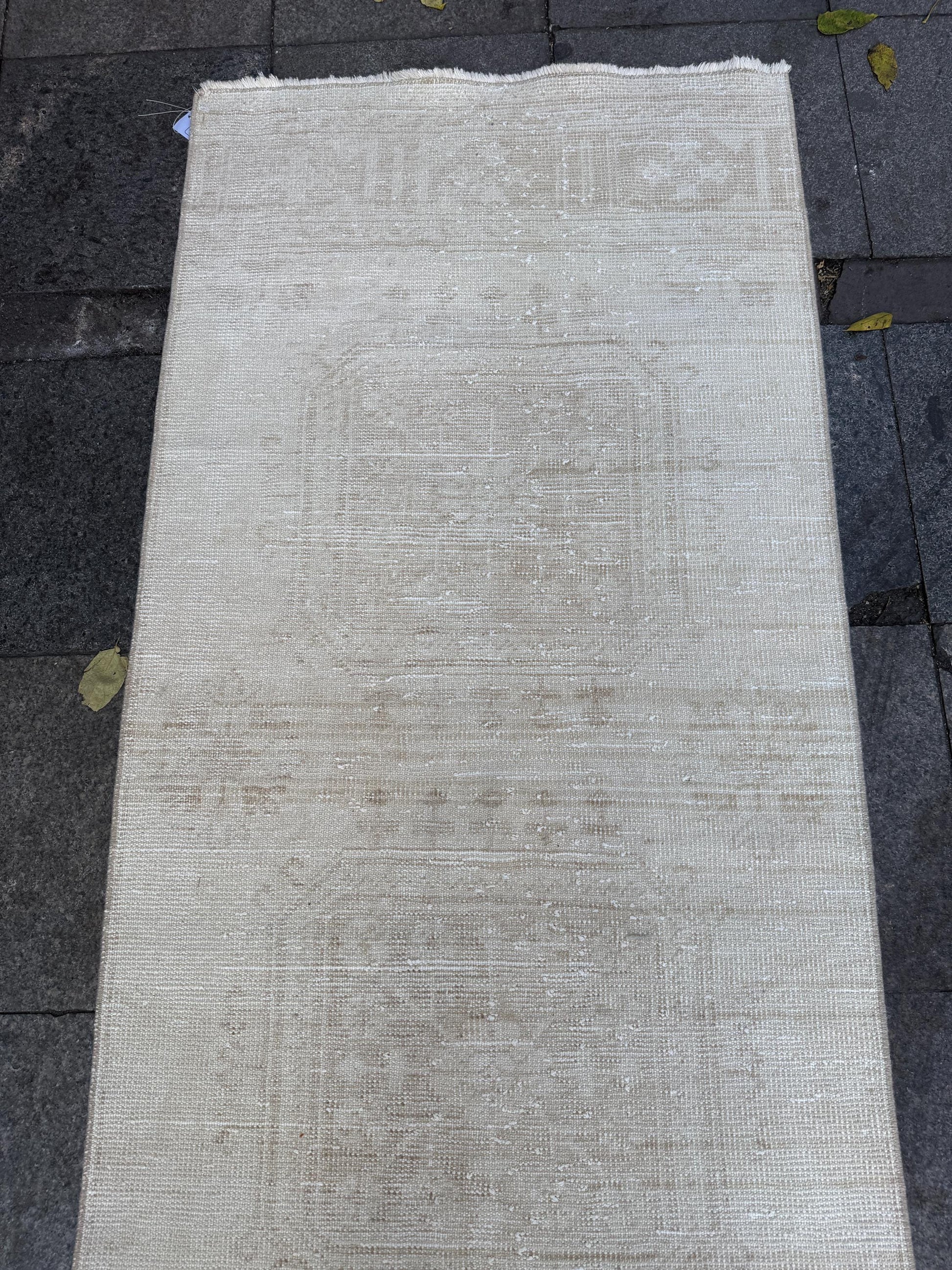 2'9"x12'2" feet Vintage Anatolian Wool Runner Rug,Floral Decoritive Beige Rug ,288