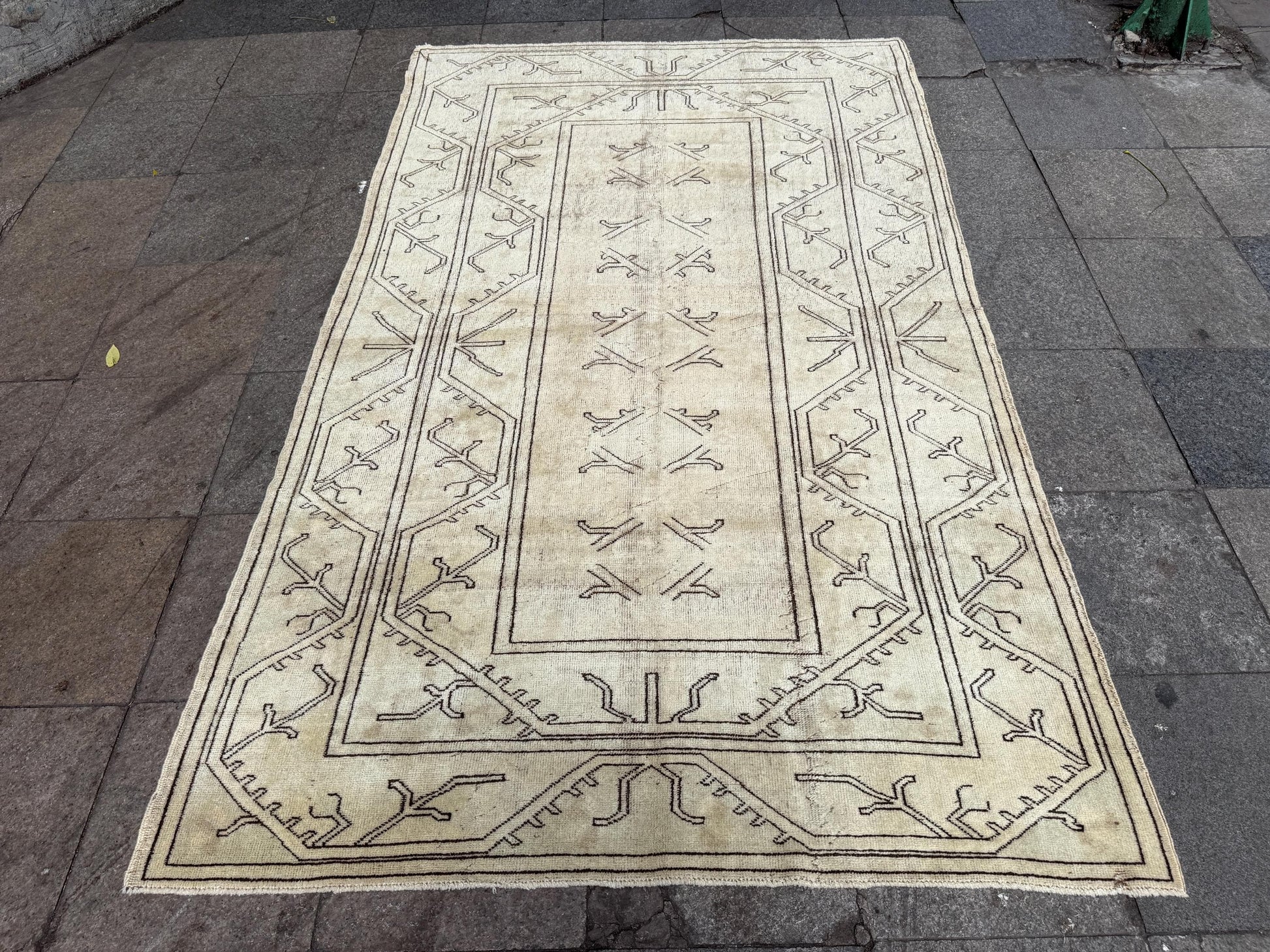 5'3"x8'5" feet Vintage Anatolian Wool Rug,Geometric Decoritive Beige Rug ,296