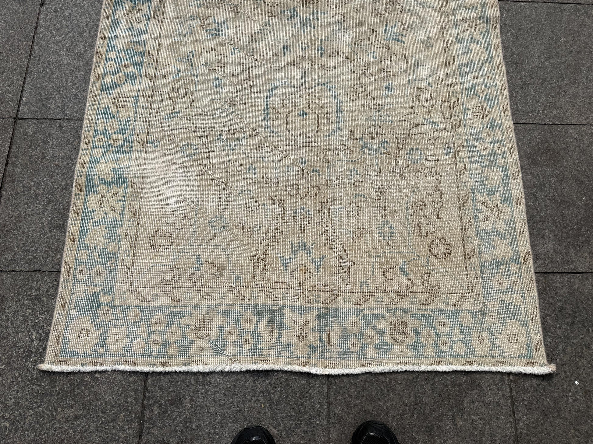 3'8"x6'8" feet Vintage Turkish Anatolian Rug,beige Floral Rug,344