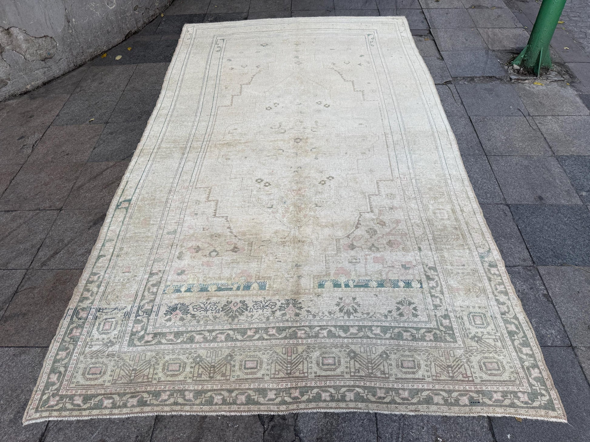 6'7"x11'2" feet Vintage Turkish Anatolian Rug,Beige Color Floral Rug,361
