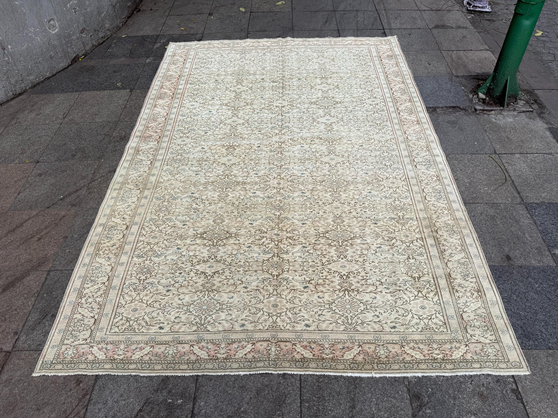 6'5"x9'4" feet Vintage Turkish Anatolian Rug,Beige Color Rug,430