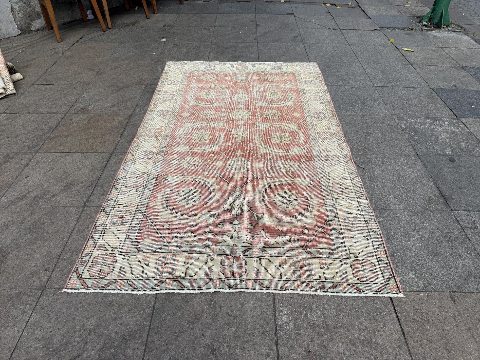3'10"x6'7" feet Vintage Turkish Anatolian Rug,Brick Color Rug,465