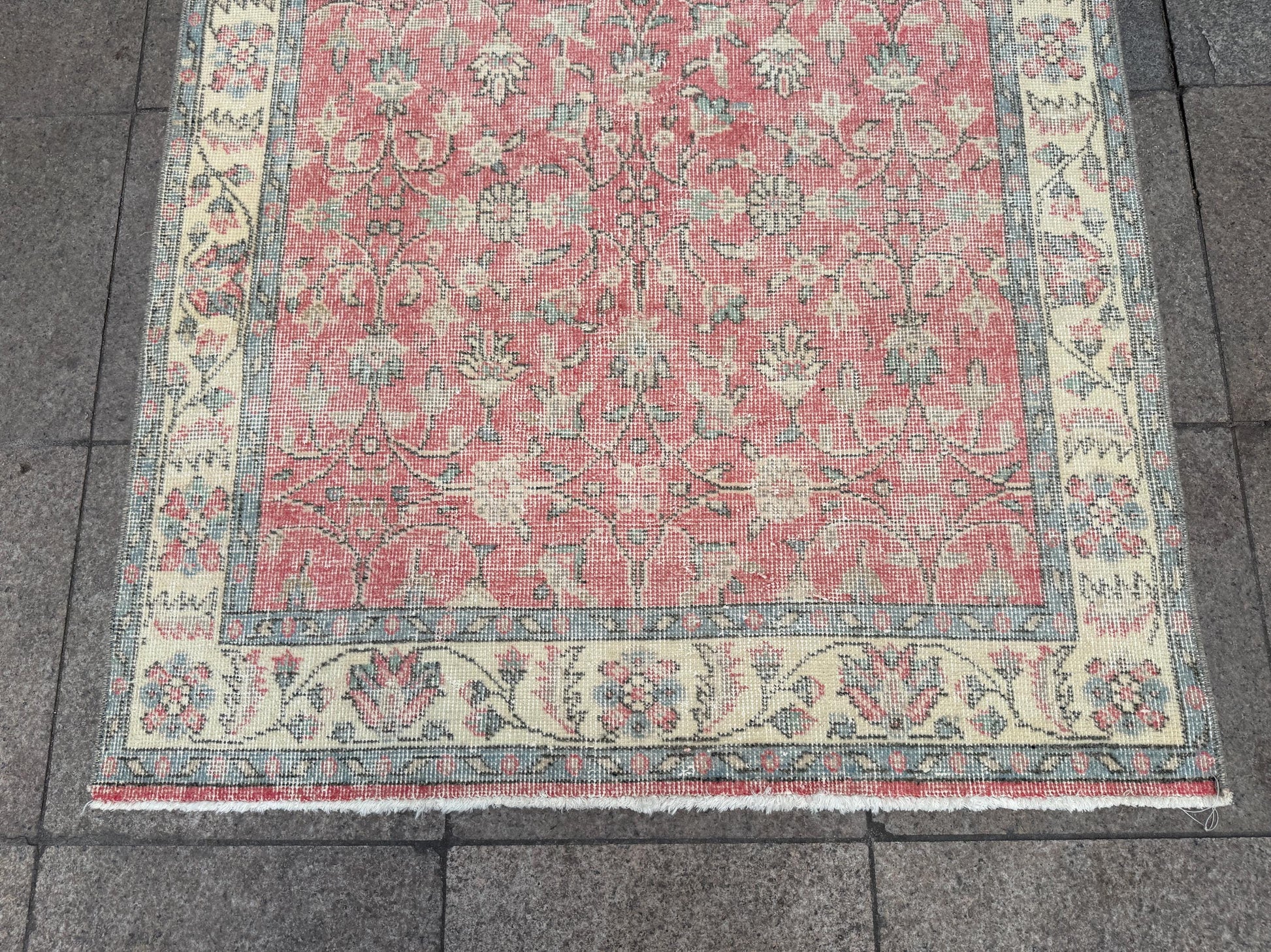 3'8"x6'11" feet Vintage Turkish Anatolian Rug,Brick Color Rug,475