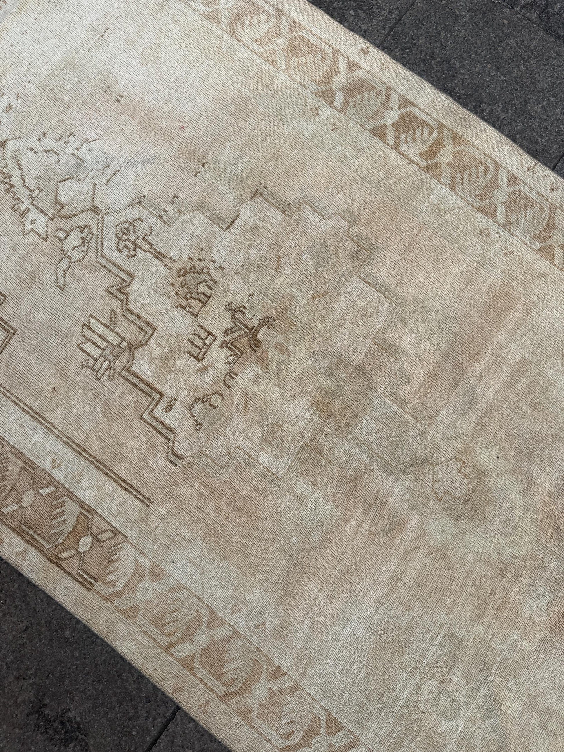 3'8"x6'10" feet  Vintage Turkish Anatolian Rug,Beige Color Rug,567