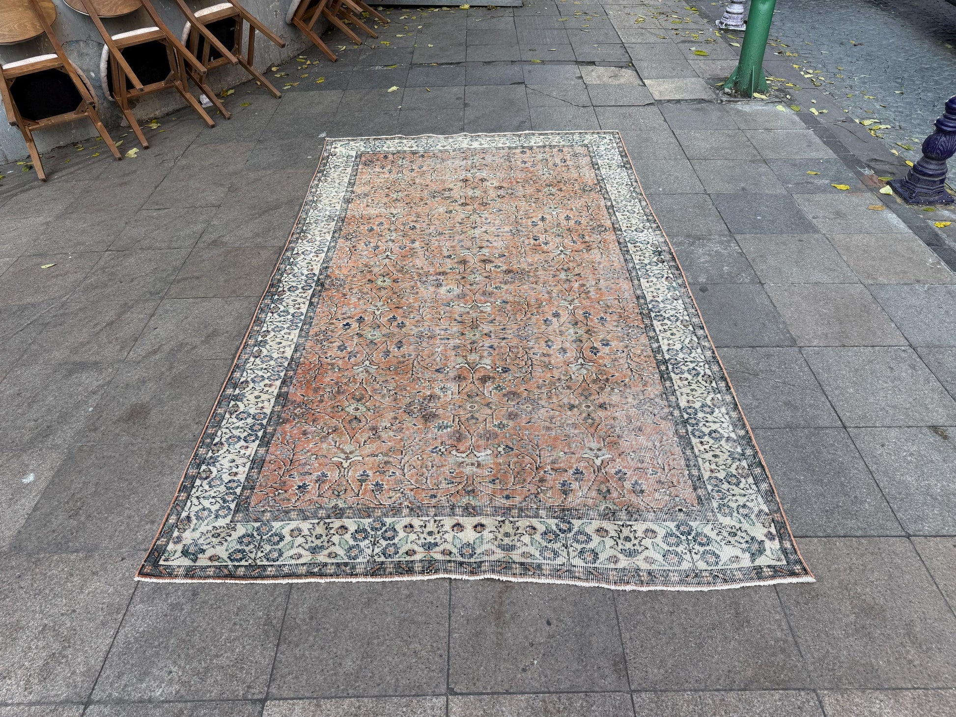 5'9"x9'8" feet Vintage Turkish Anatolian Rug,Brick Color Rug,580