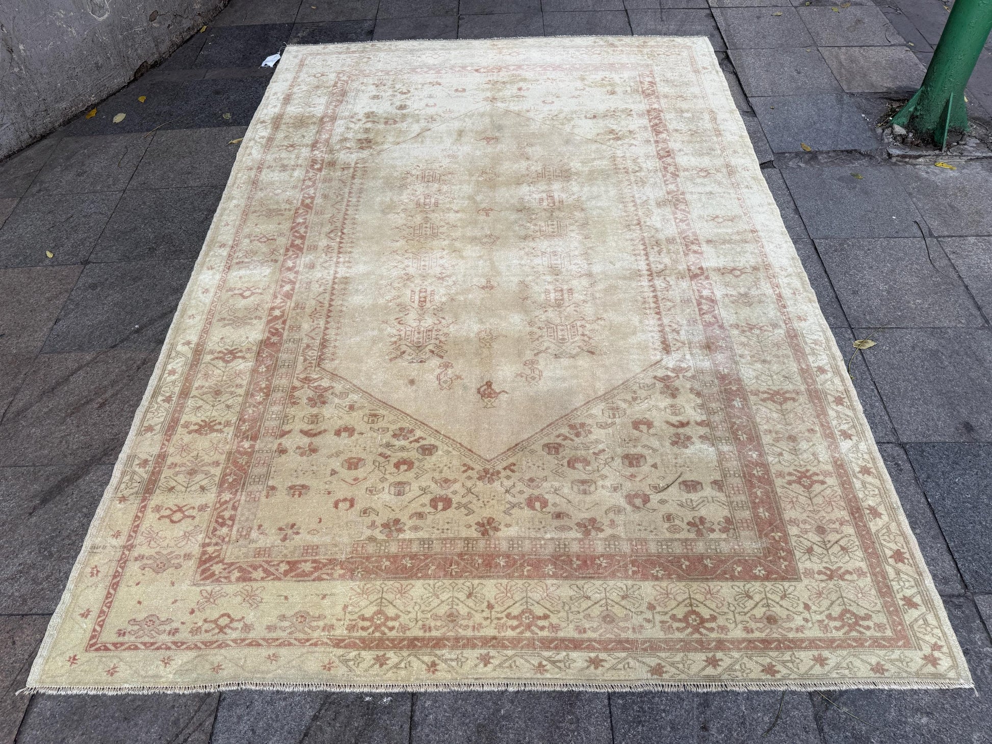 6'6"x9'4" feet Vintage Turkish Anatolian Rug,Beige Color Rug,591