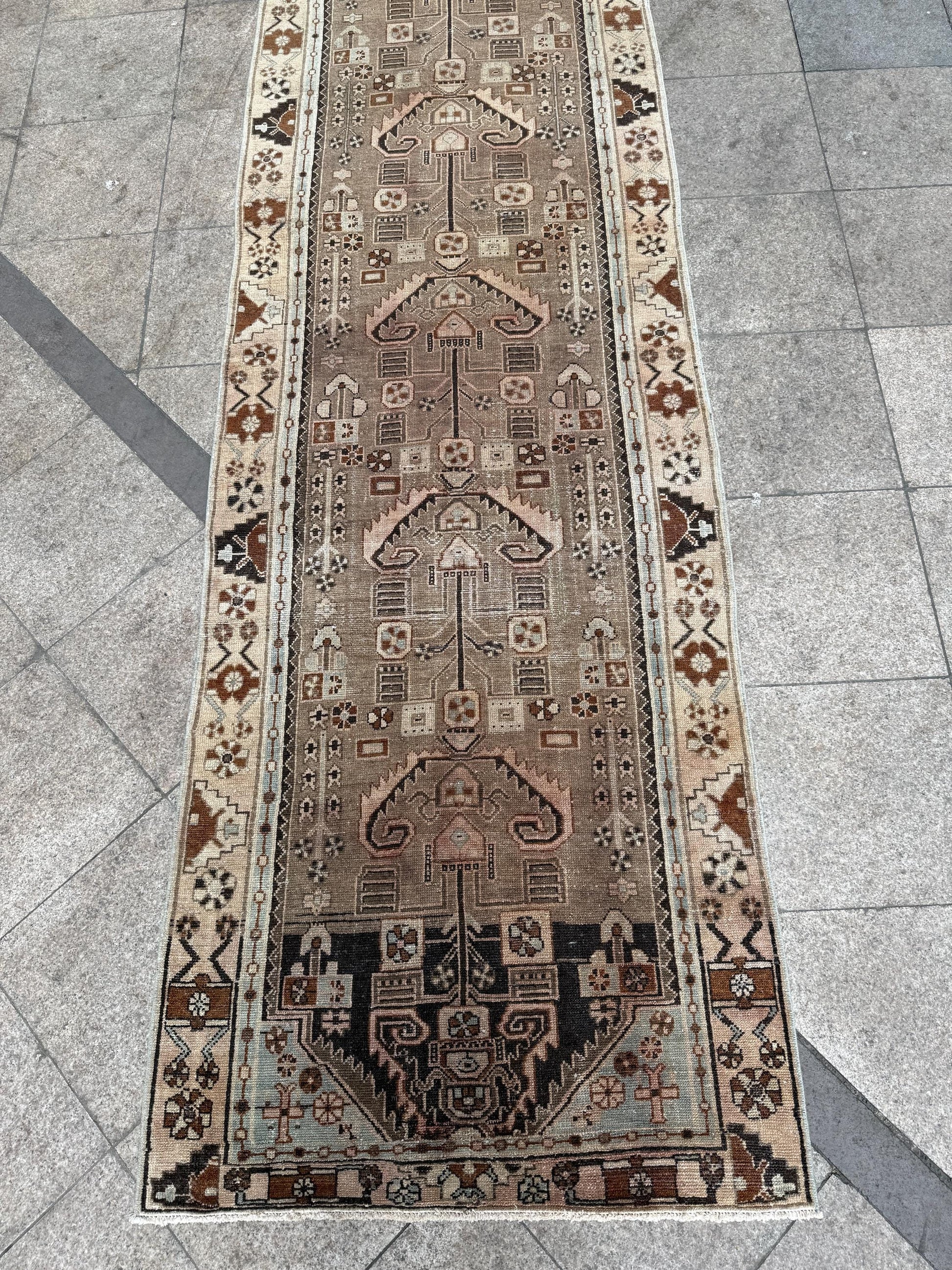 3'6"x16'2" feet Vintage Anatolian Wool Runner Rug,Natural Color Rug ,04