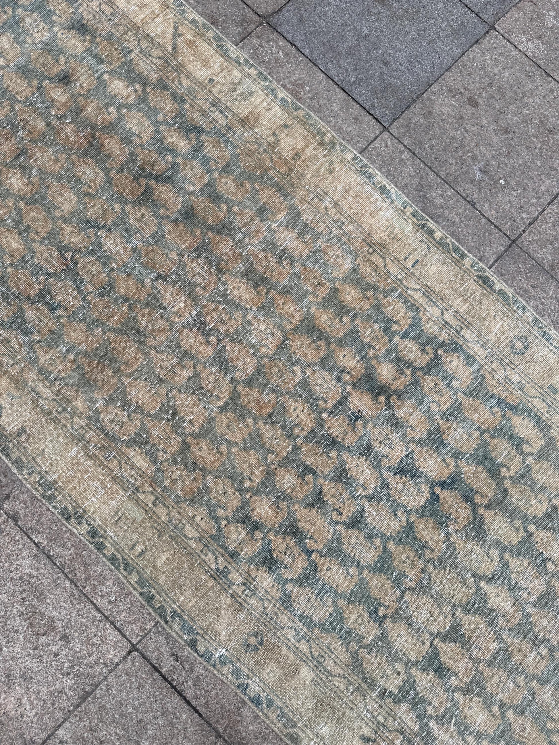 3'5"x16'4" feet Vintage Anatolian Wool Runner Rug,Blue Hallway Rug ,07