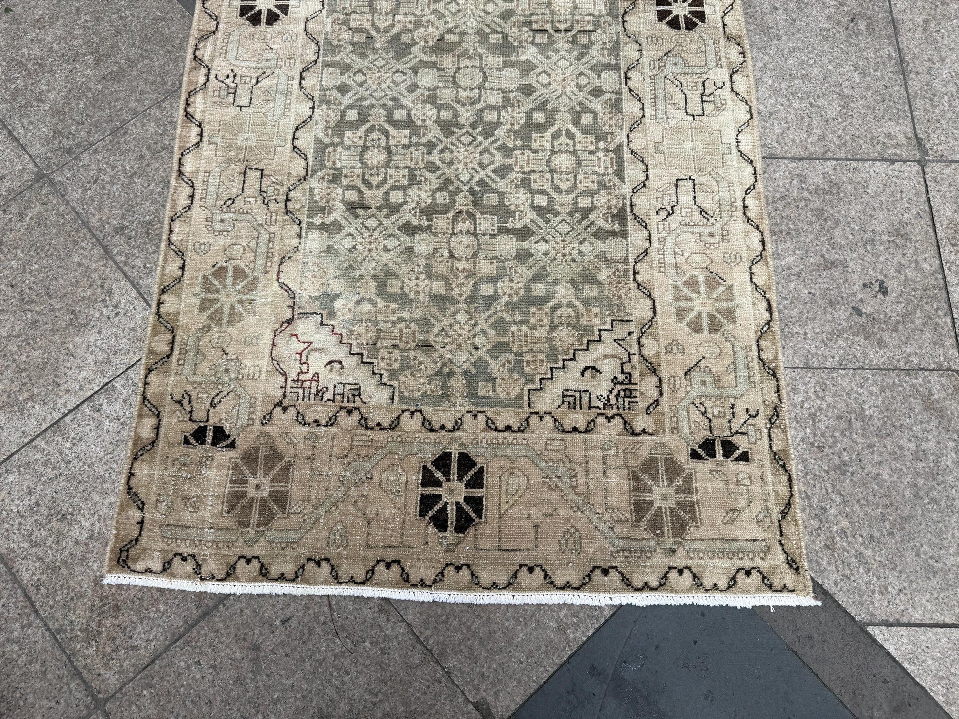 3'6"x16'10" feet Vintage Anatolian Wool Runner Rug,Gray Color Rug ,10