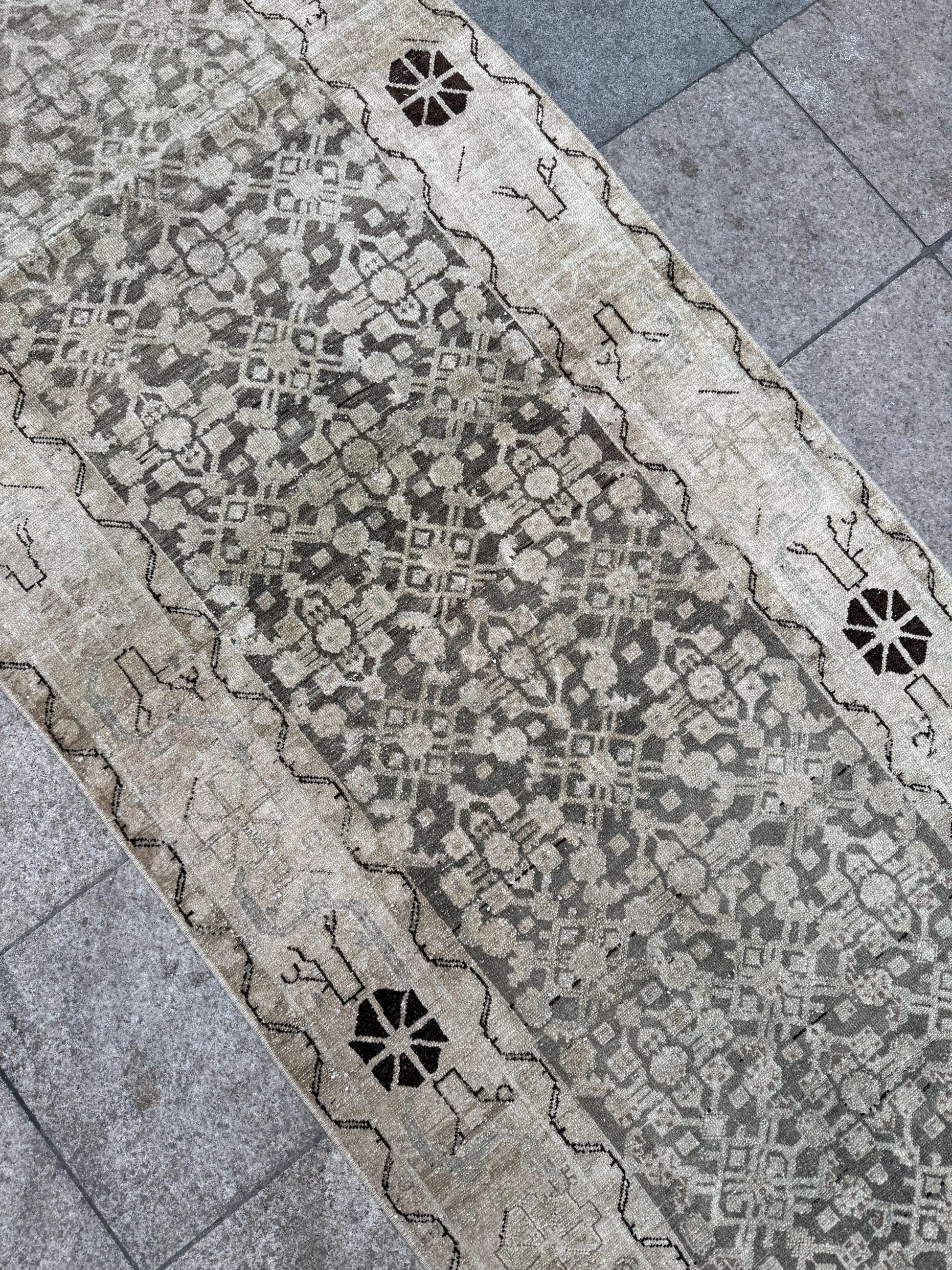 3'6"x16'10" feet Vintage Anatolian Wool Runner Rug,Gray Color Rug ,10