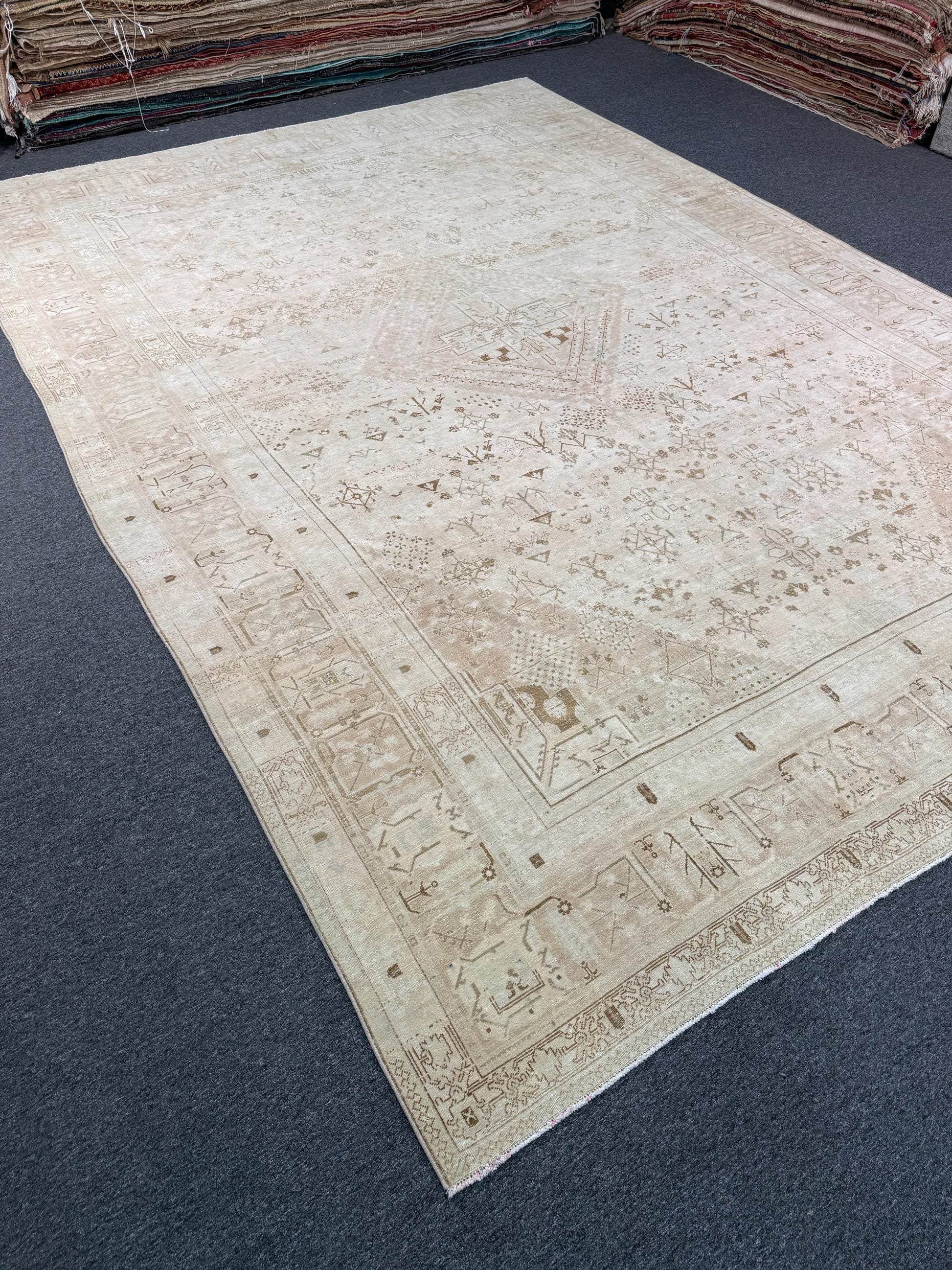 10'1"x14'4" feet Vintage Turkish Anatolian Rug,Beige Color Rug,011
